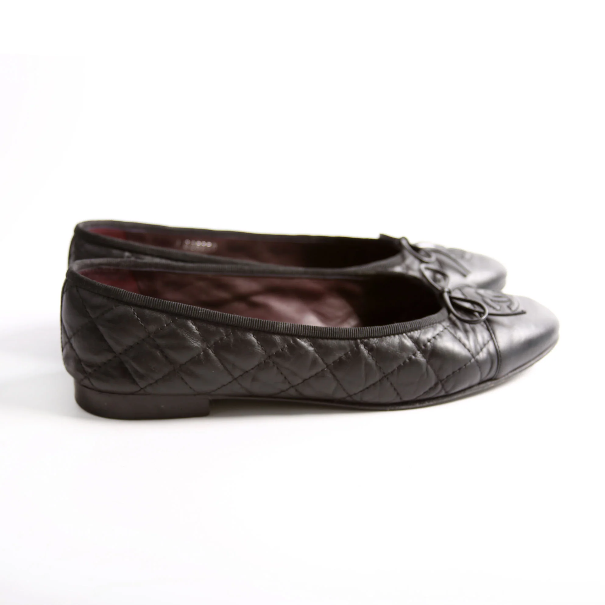 Quilted CC Cap Toe Ballet Flats Size 39 Black - Image 5
