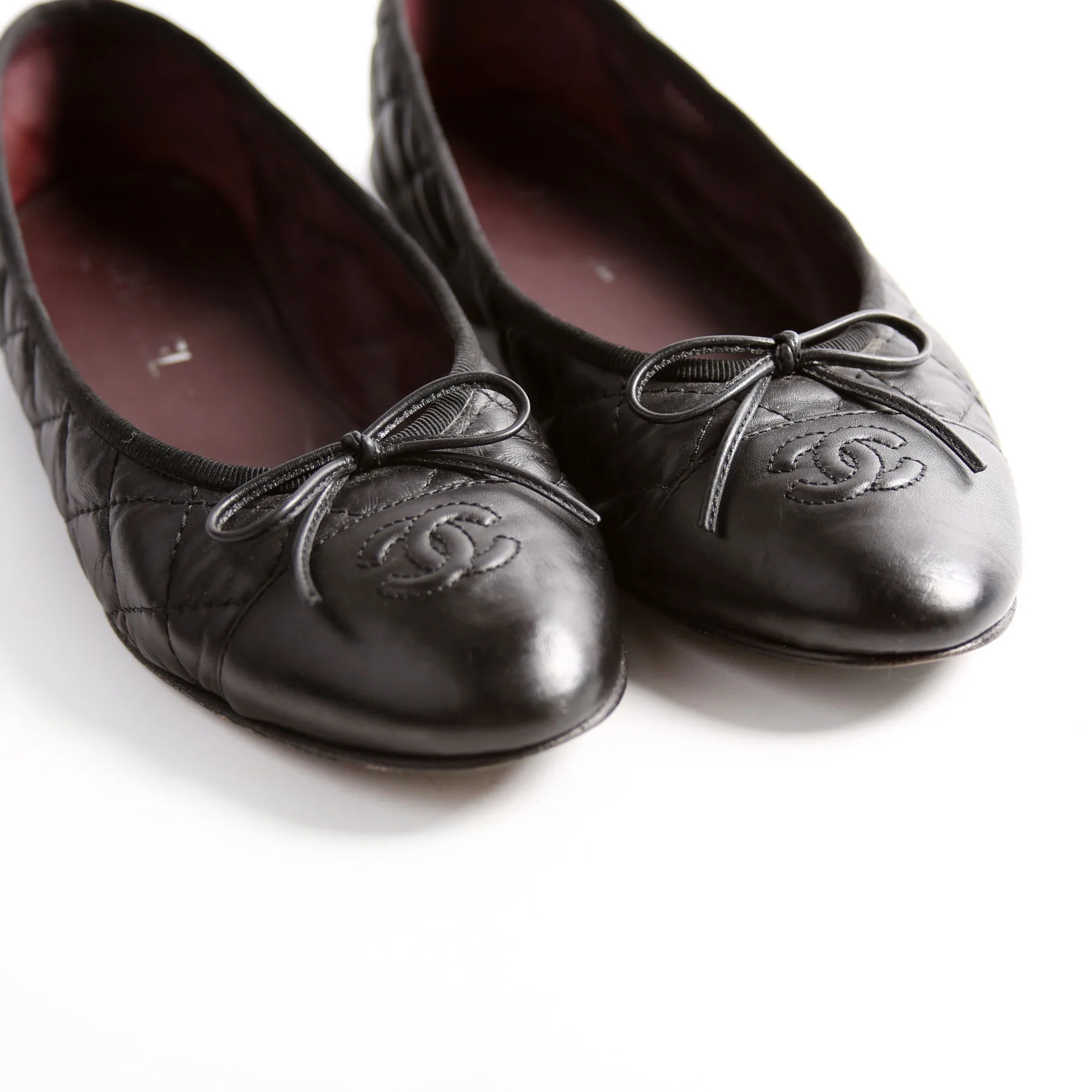 Quilted CC Cap Toe Ballet Flats Size 39 Black - Image 9