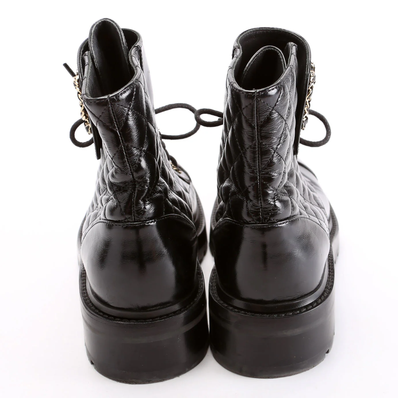 Quilted CC Cap Toe Combat Boots Size 40 Black - Image 4