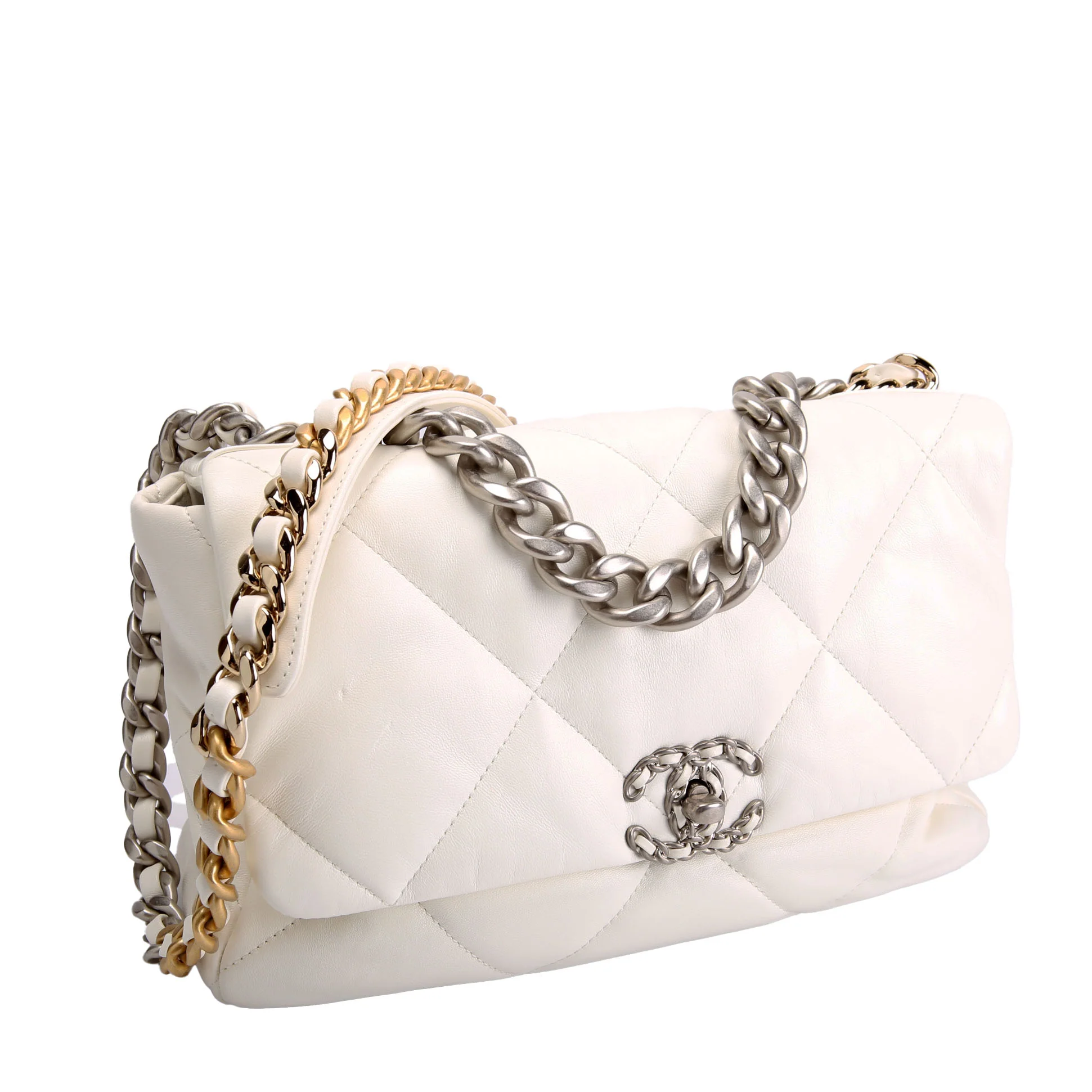 Quilted Goatskin 19 Medium Flap RFID White - Image 2