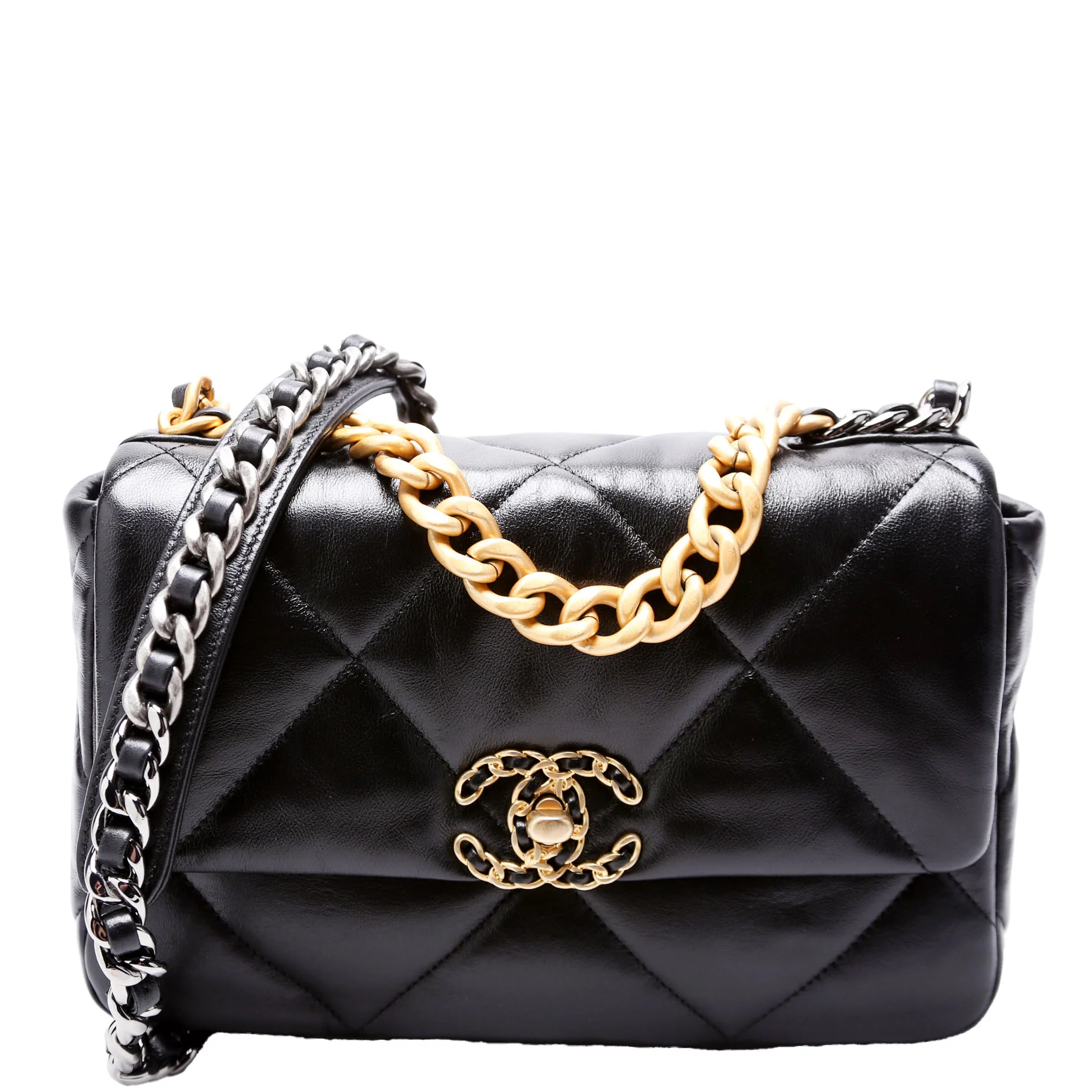 Quilted Lambskin 19 Small Flap RFID Black