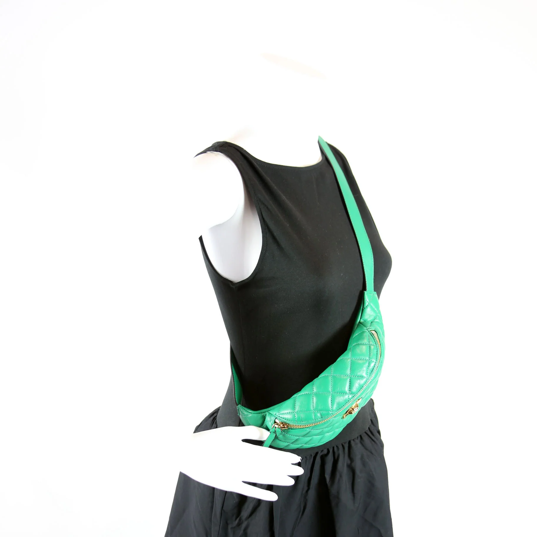 Quilted Medusa Belt Bag Green - Image 9