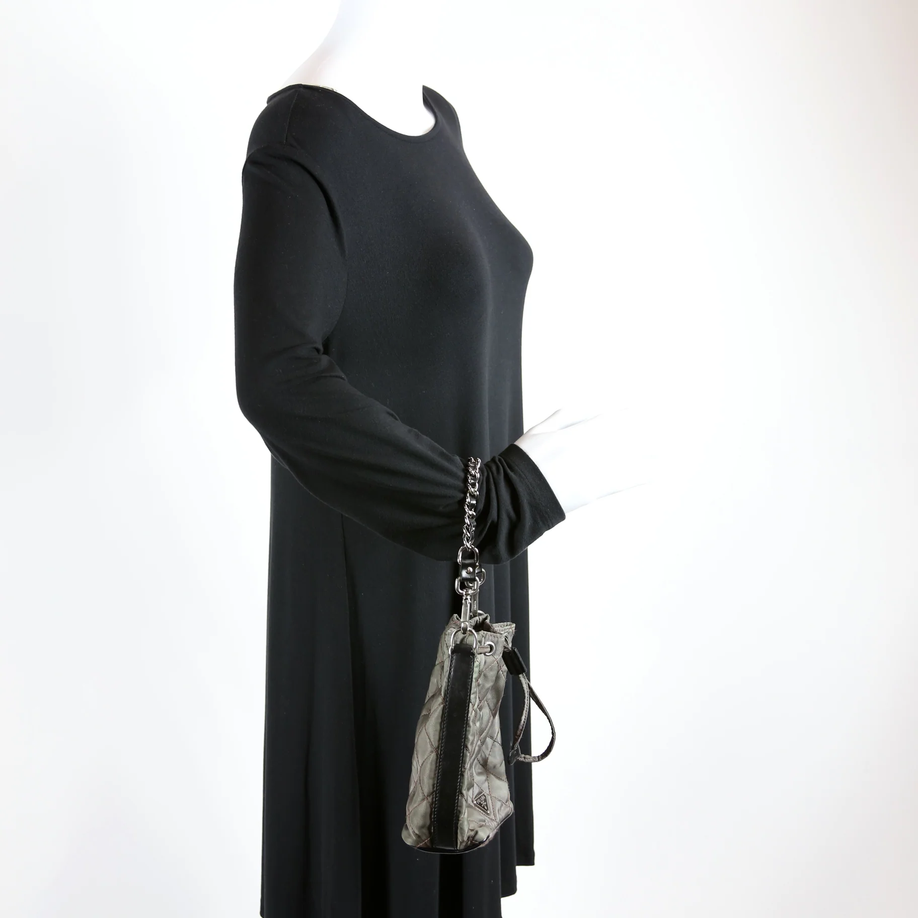 Quilted Nylon Mini Bucket Bag - Image 10