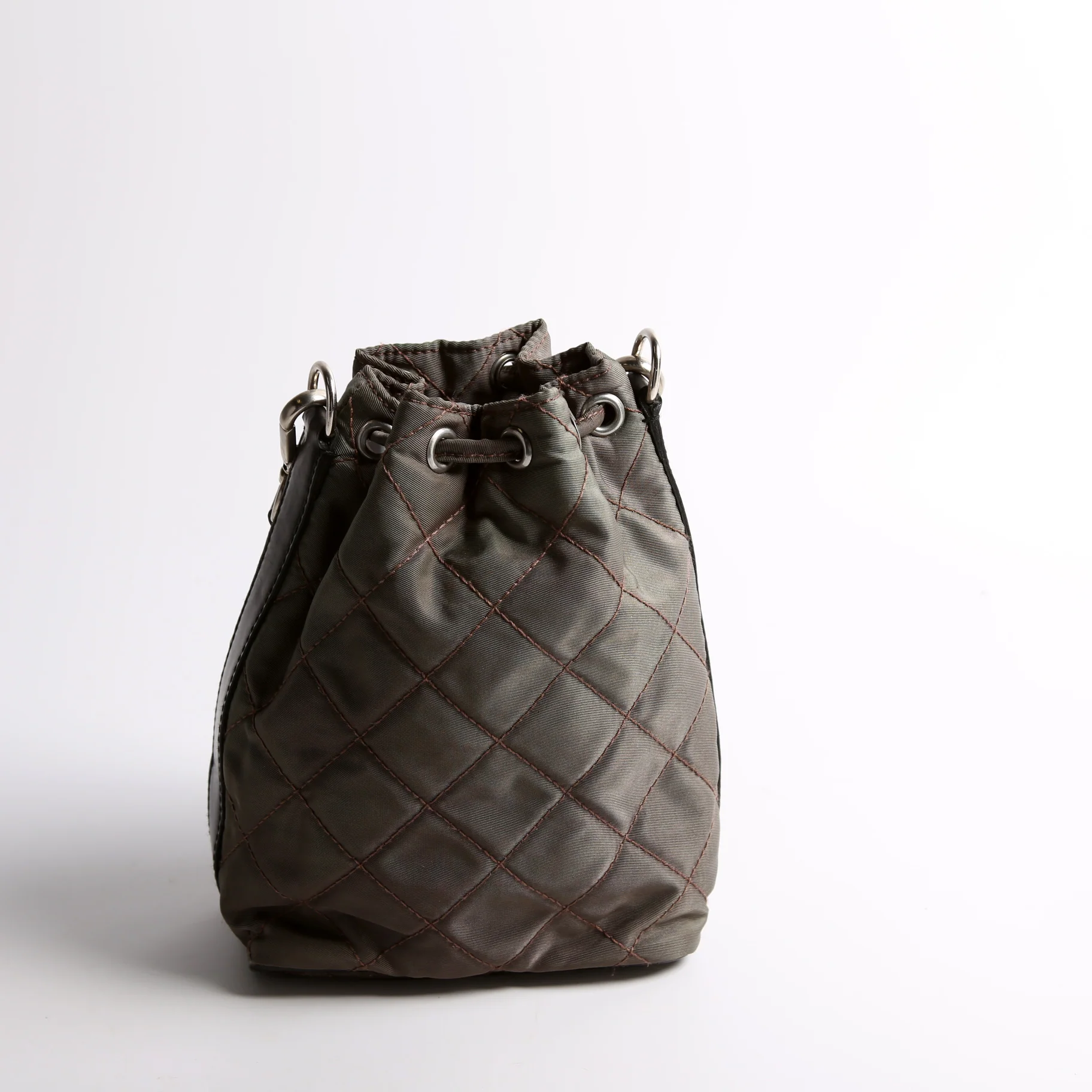 Quilted Nylon Mini Bucket Bag - Image 3