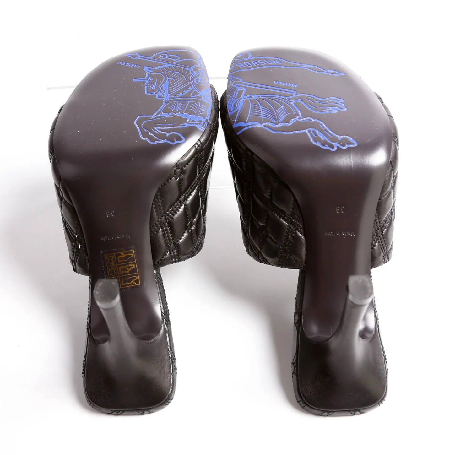 Quilted Rose Embroidered Mules Size 38 Black - Image 6
