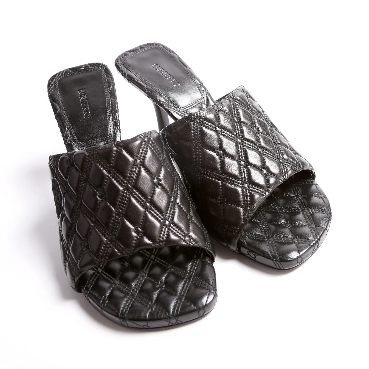 Quilted Rose Embroidered Mules Size 38 Black - Image 8