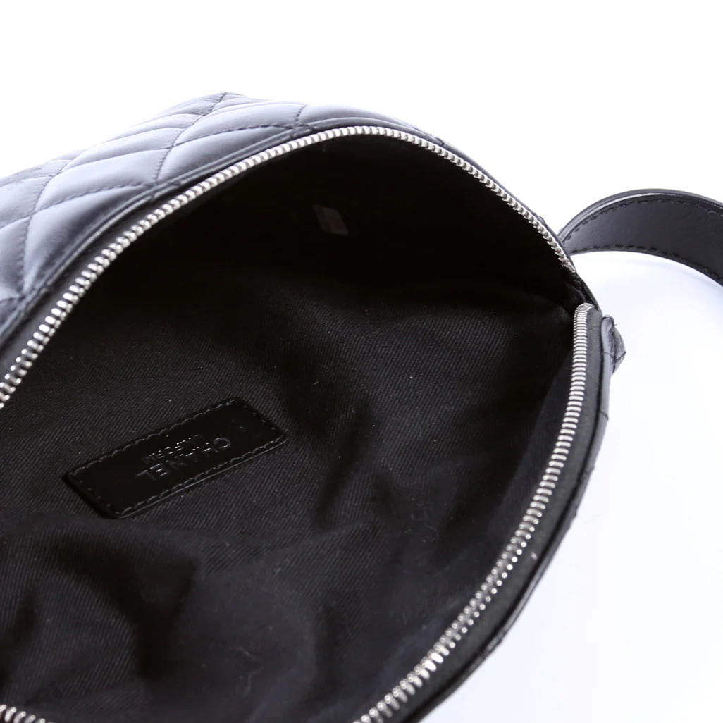 Quilted Uniform Waist Belt Bag Lambskin 29M Black - Image 11