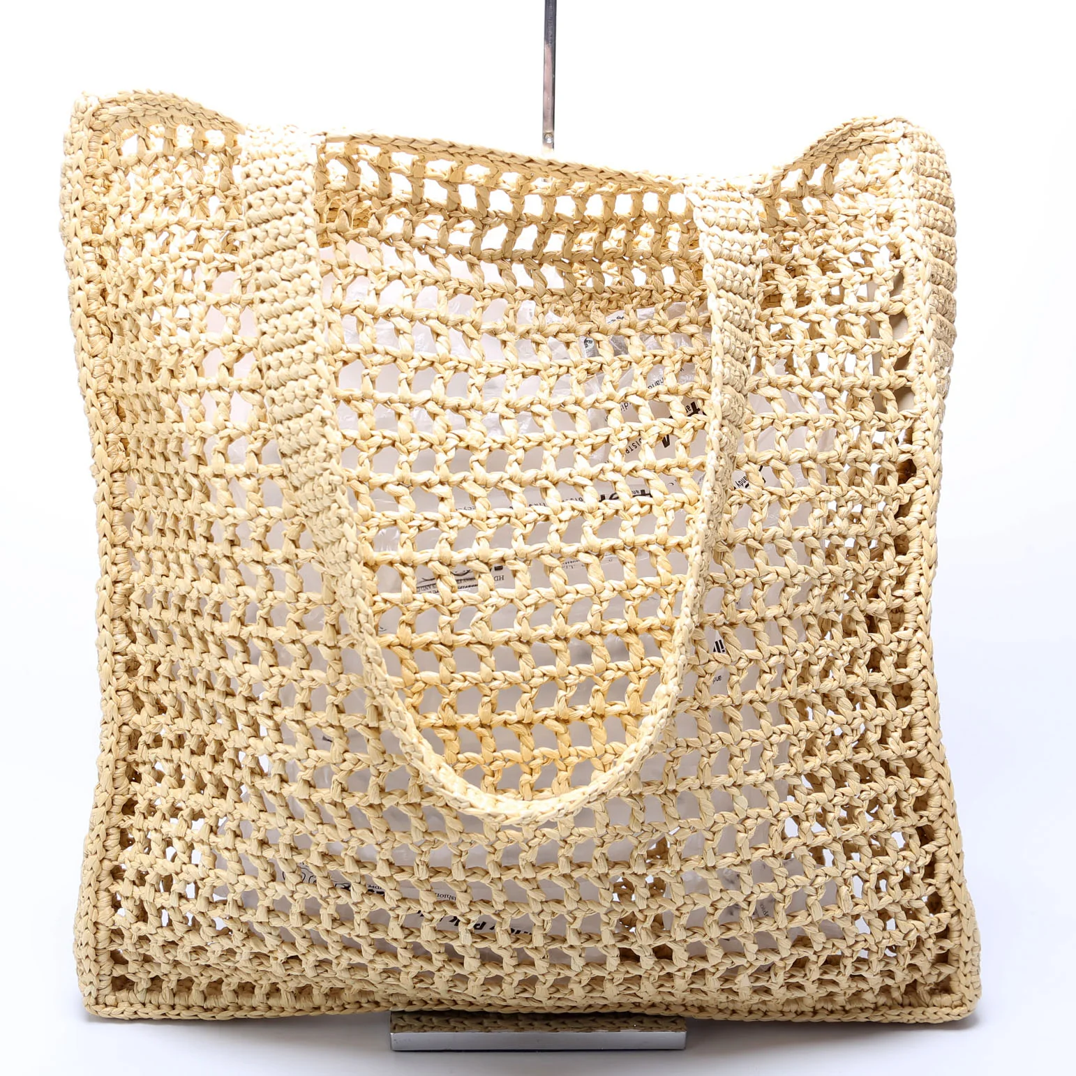 Raffia Crochet Tote Bag - Image 3