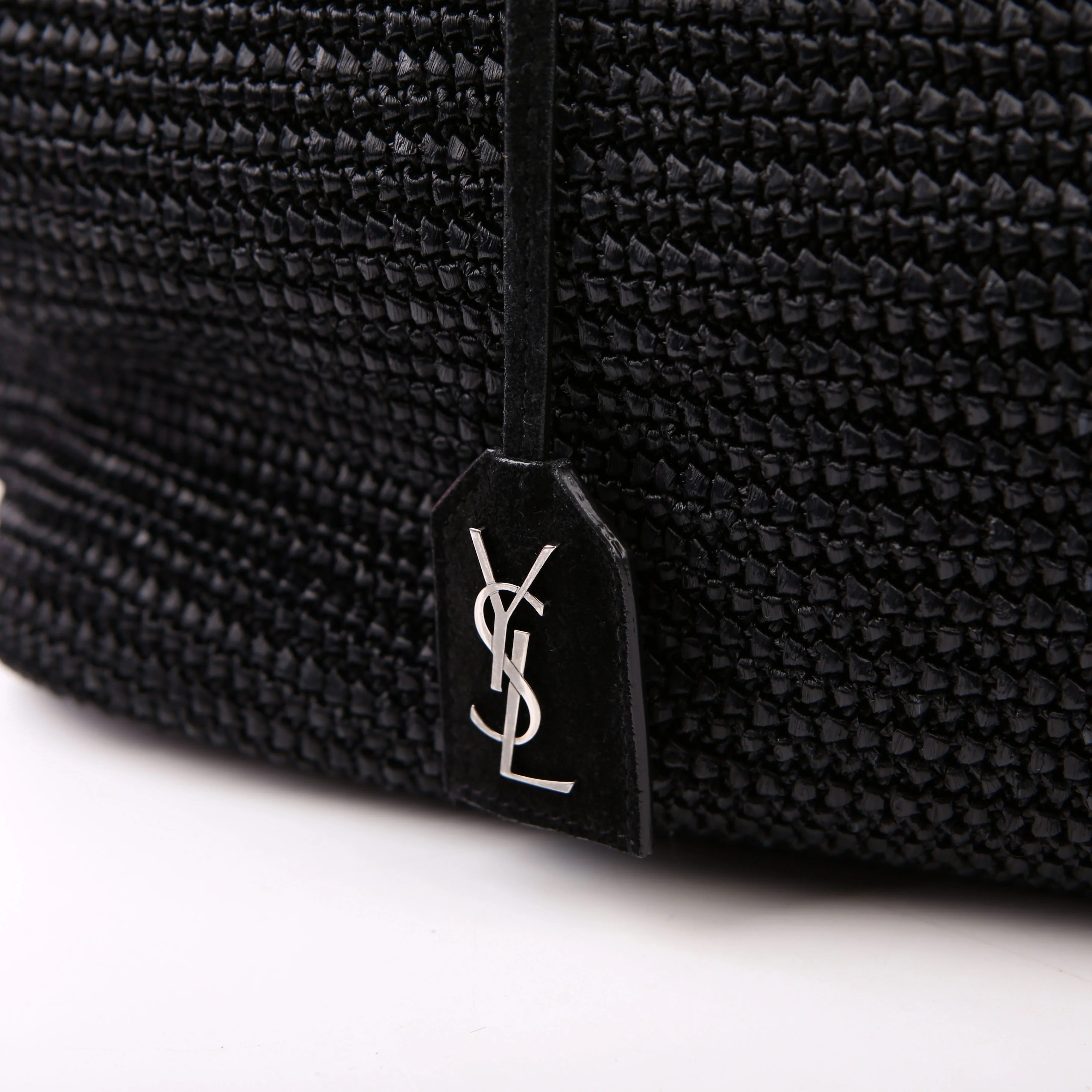 Raffia/Leather Studded Shopping Tote Black - Image 17