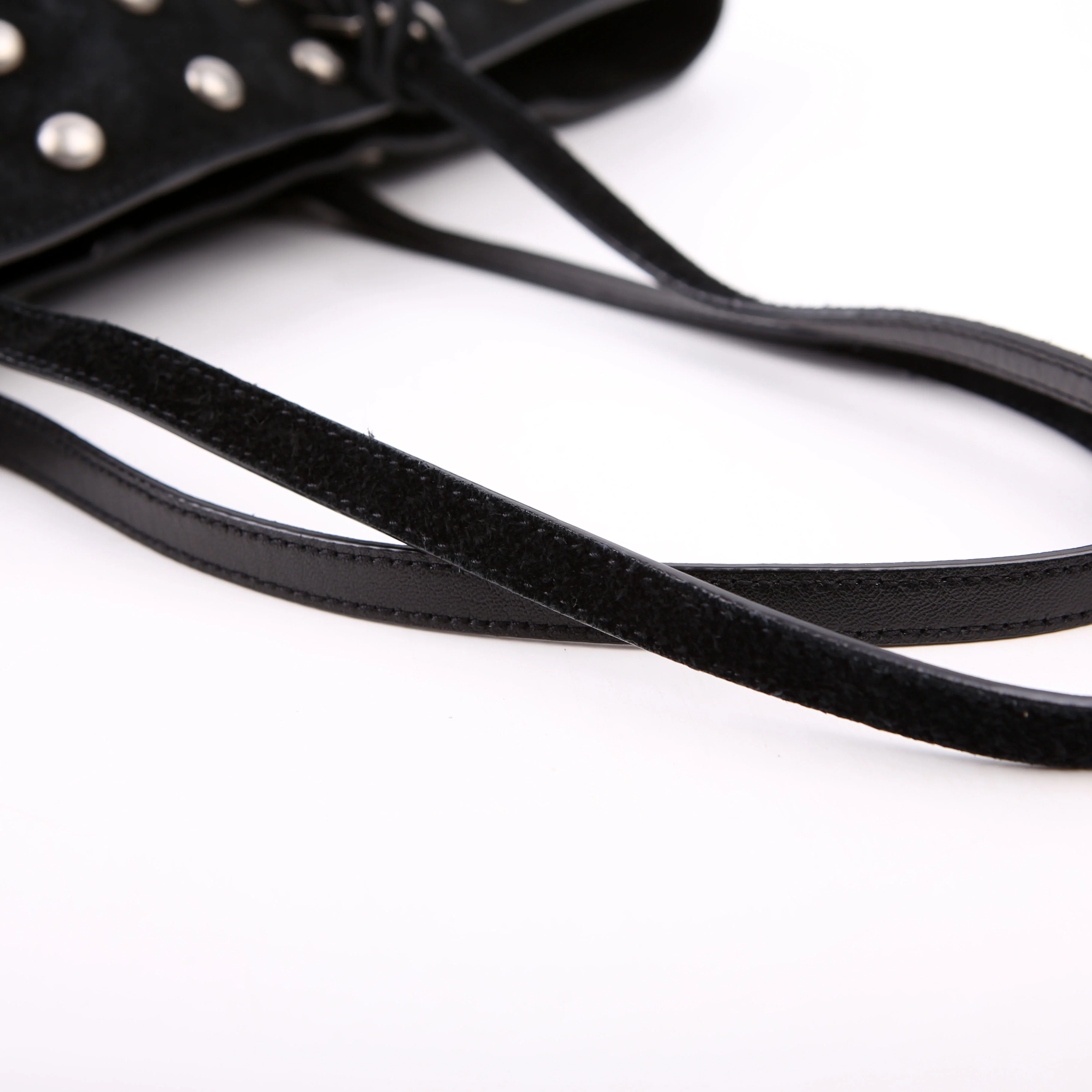 Raffia/Leather Studded Shopping Tote Black - Image 18