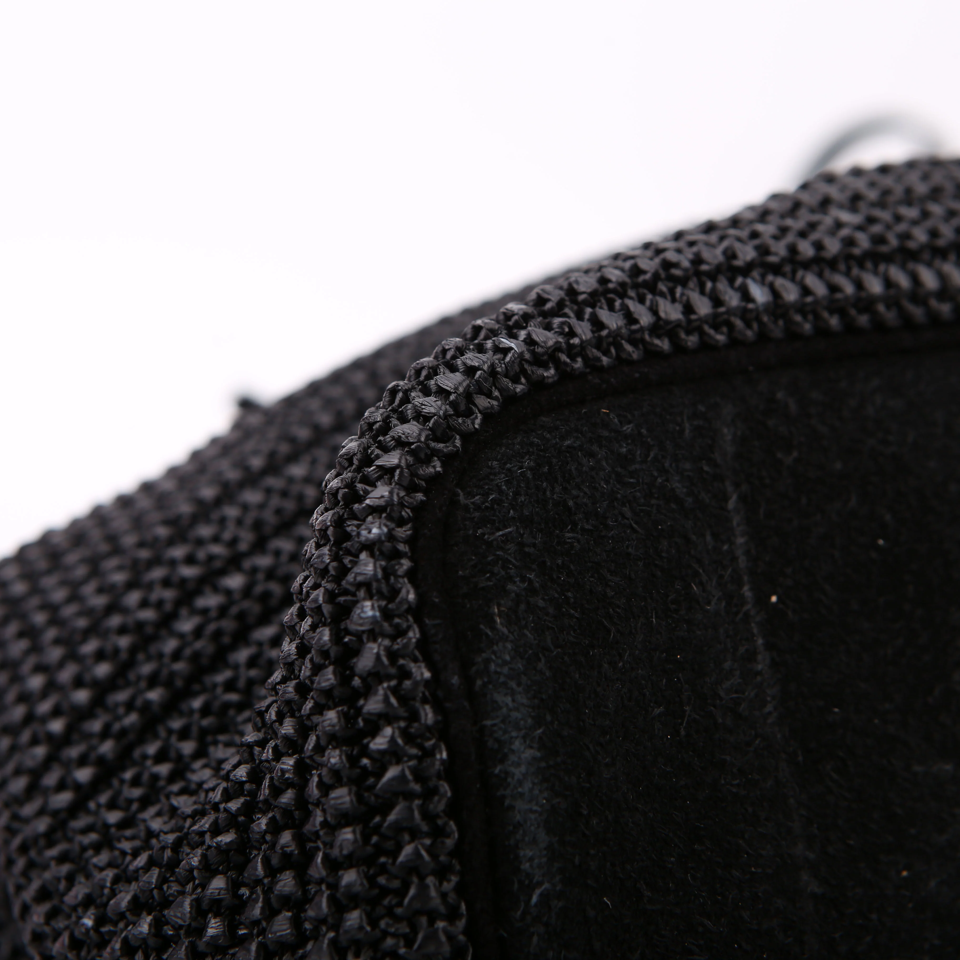 Raffia/Leather Studded Shopping Tote Black - Image 5