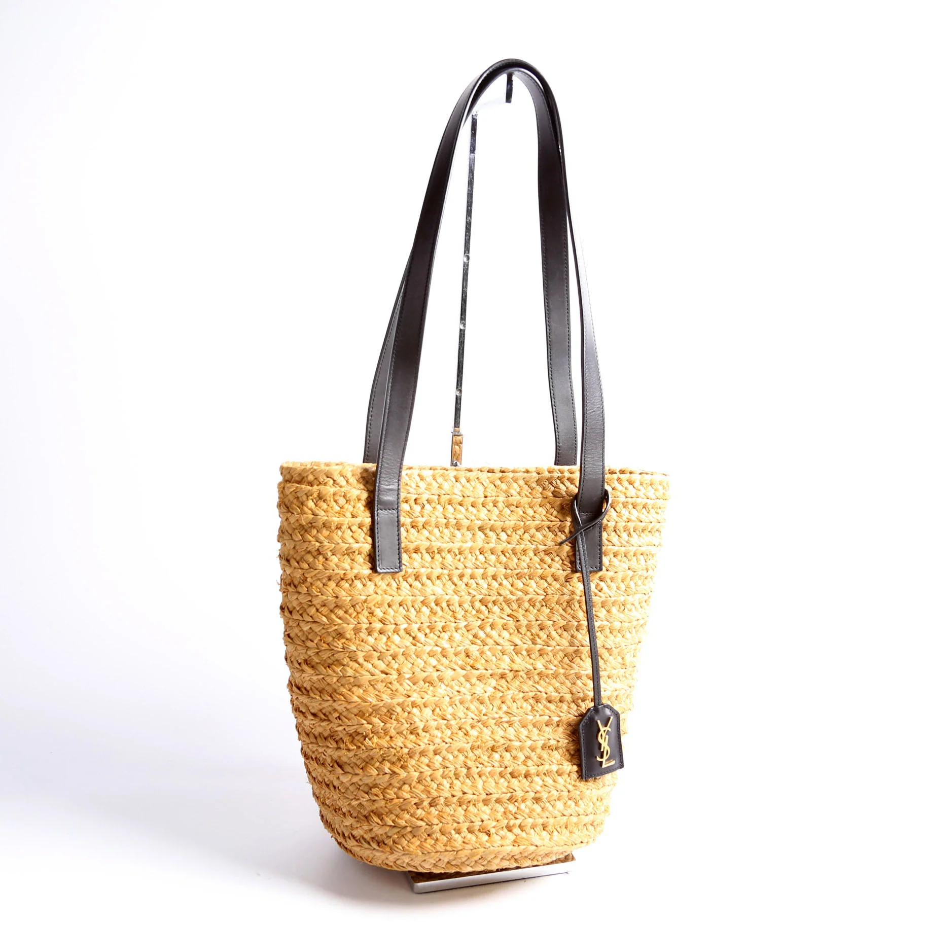 Raffia Panier Tote Small Black/Brown - Image 2