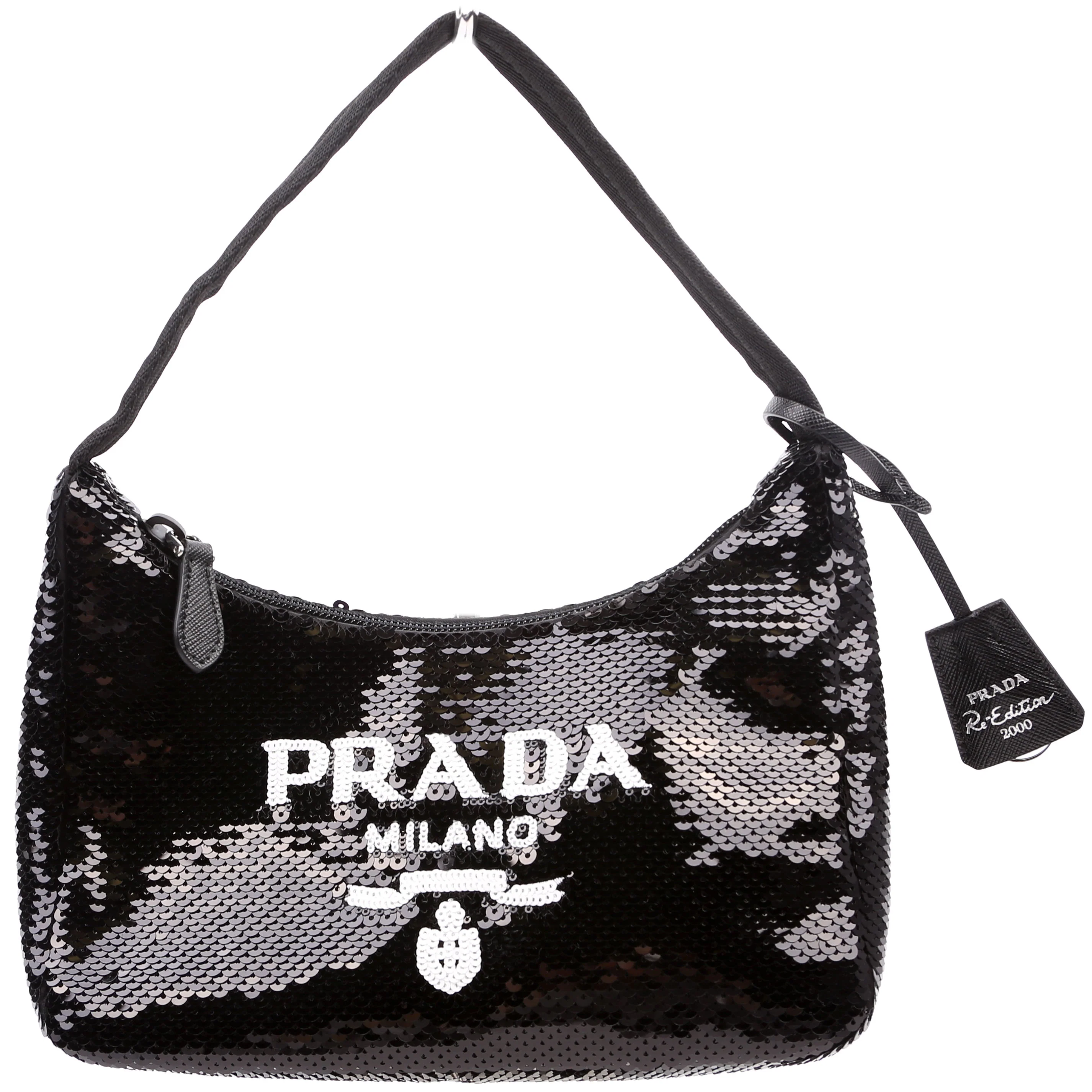 Re-Edition 2000 Sequin Mini Bag Black/White