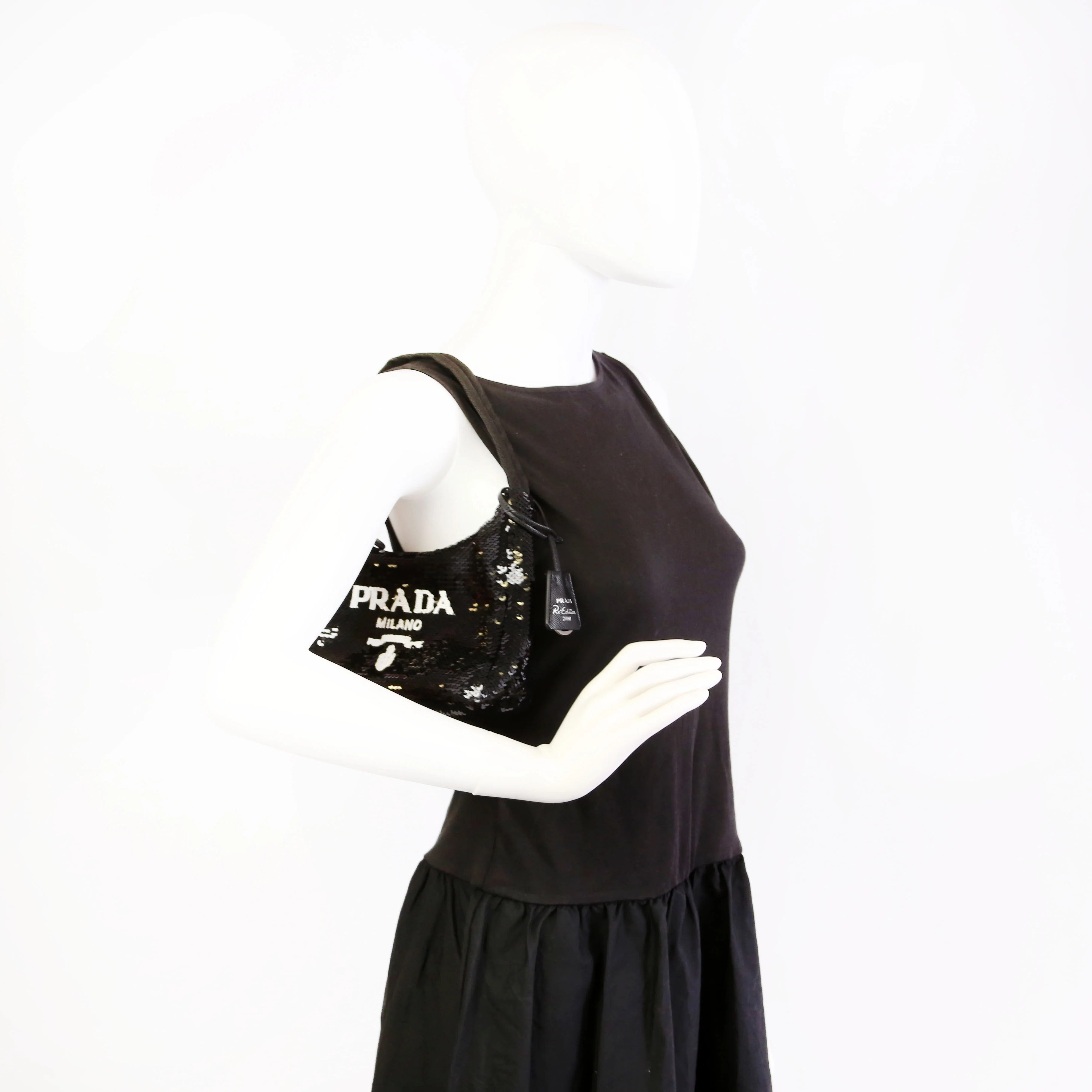 Re-Edition 2000 Sequin Mini Bag Black/White - Image 12