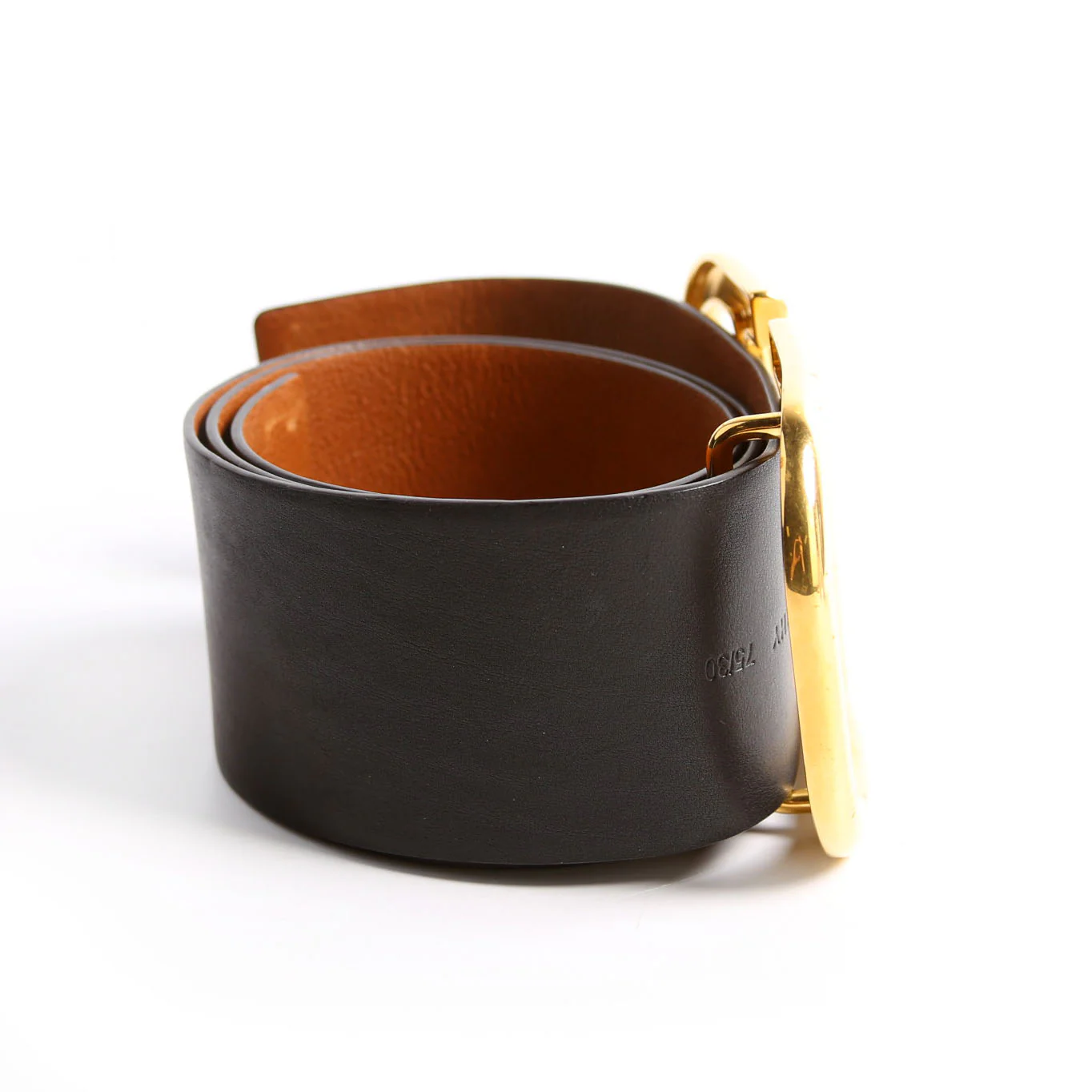 Reversible V Logo Signature Belt 70MM Size 75/30 Black/Gold - Image 4