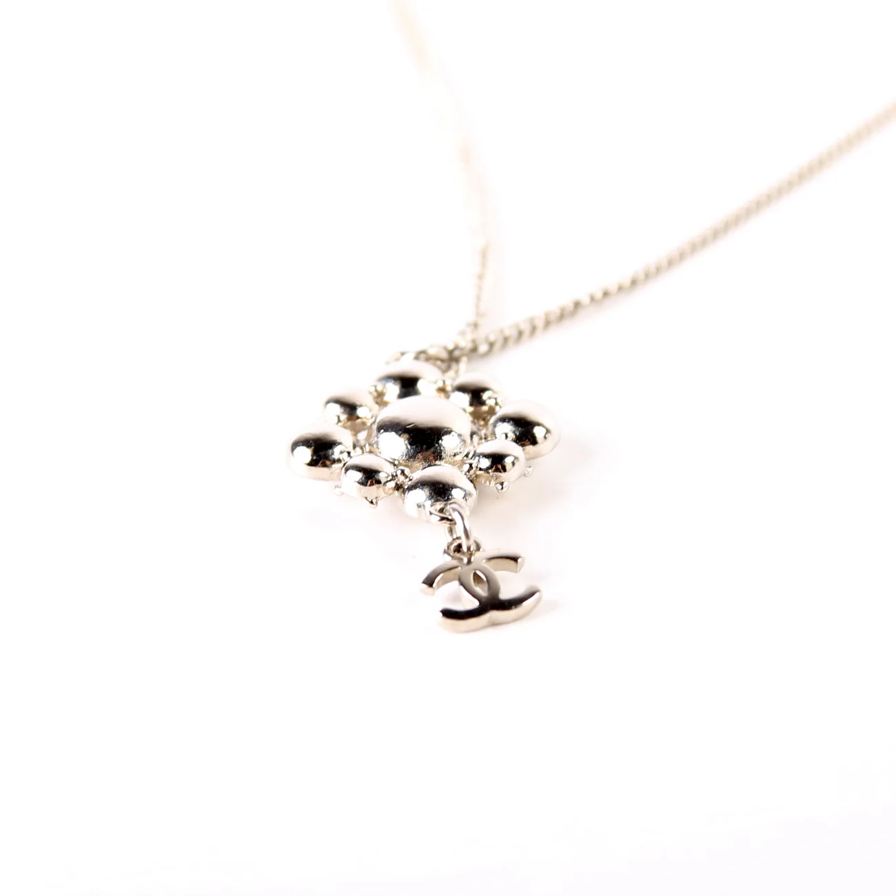 Rhinestone Cluster CC Pendant Necklace - Image 5