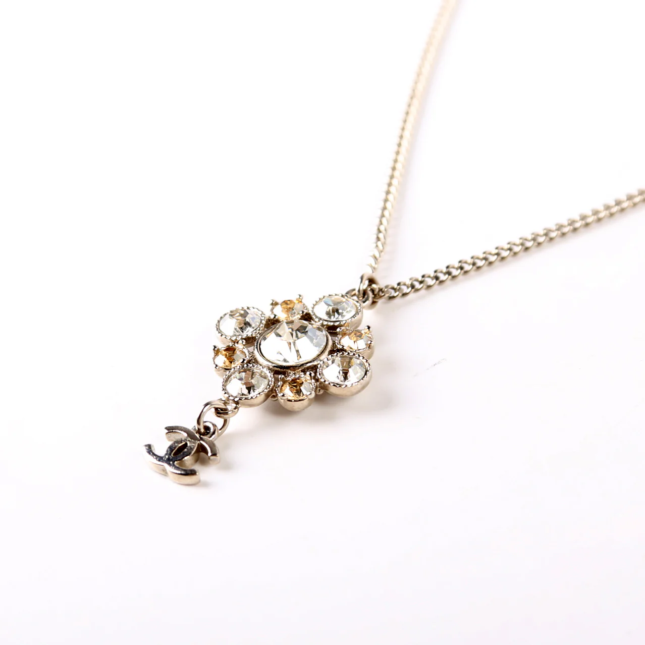 Rhinestone Cluster Drop CC Necklace - Image 4