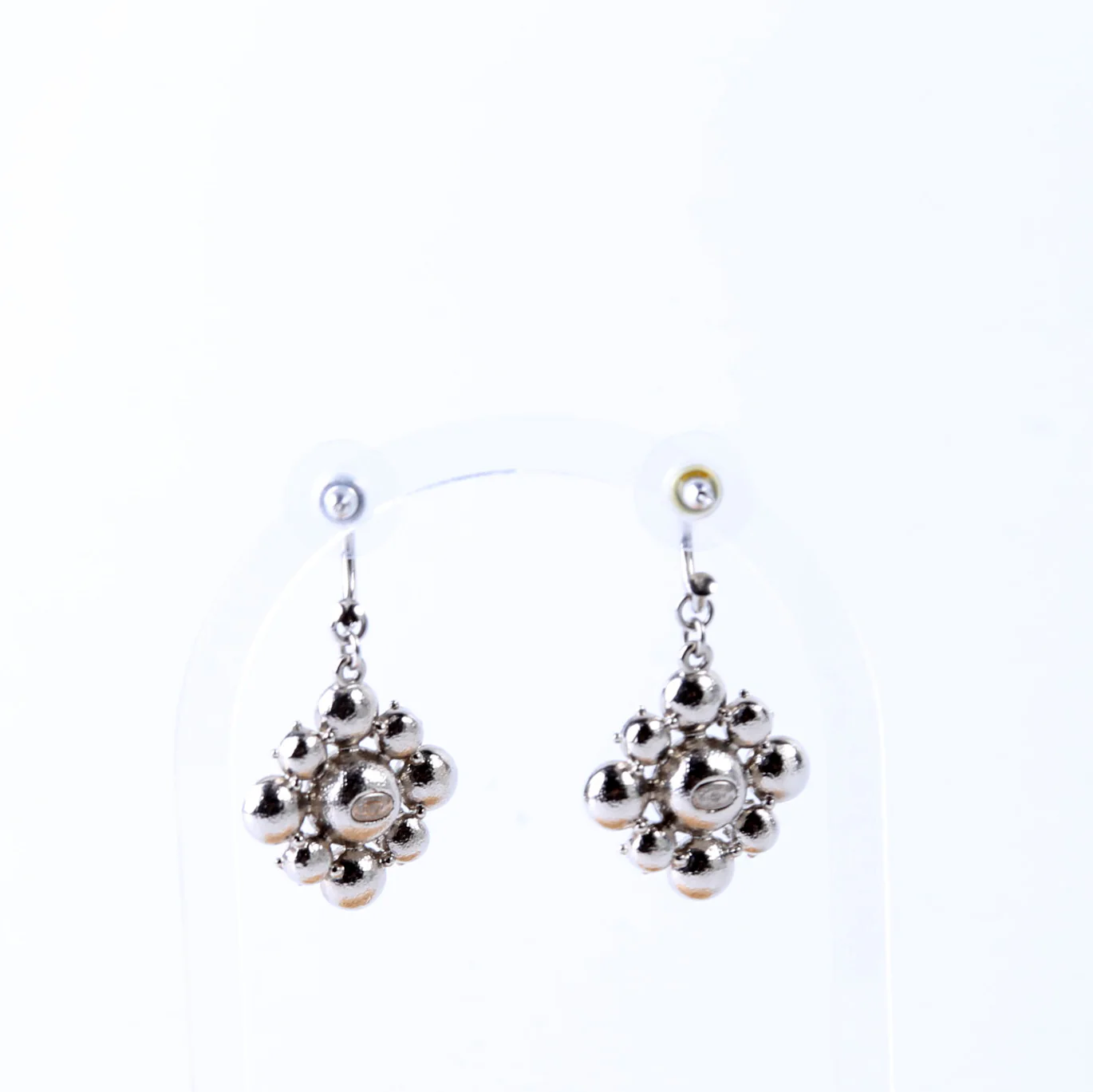 Rhinestone Cluster Drop Earrings Silver/Gold - Image 3