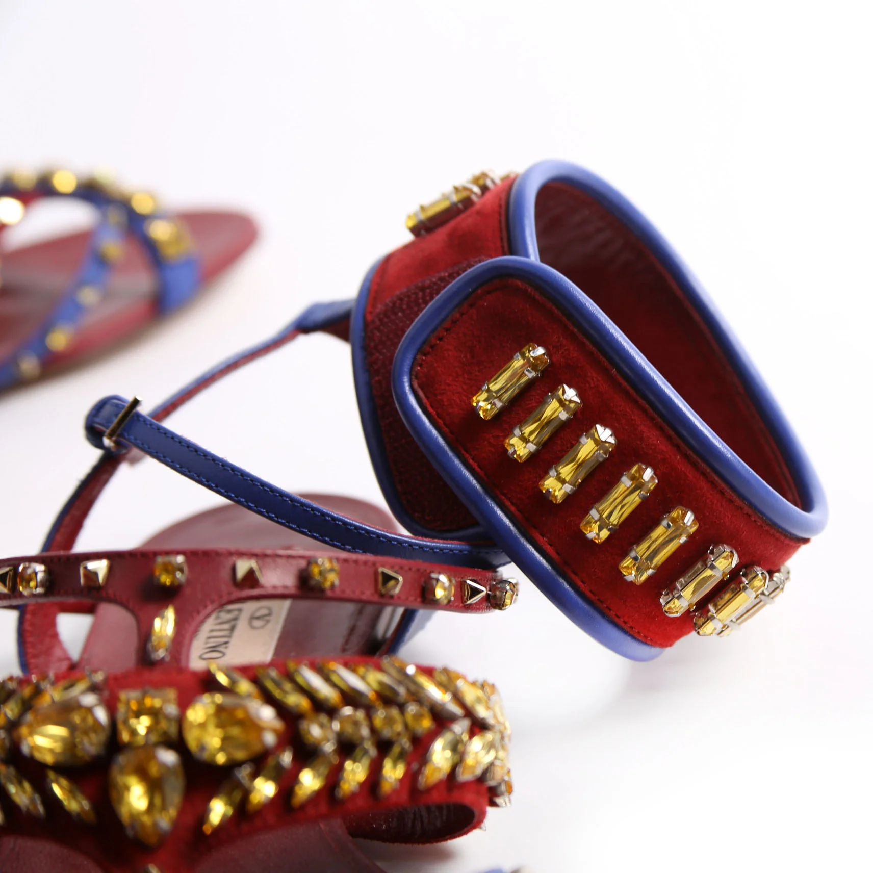 Rhinestone Suede/Leather Gladiator Sandals 37.5 - Image 10