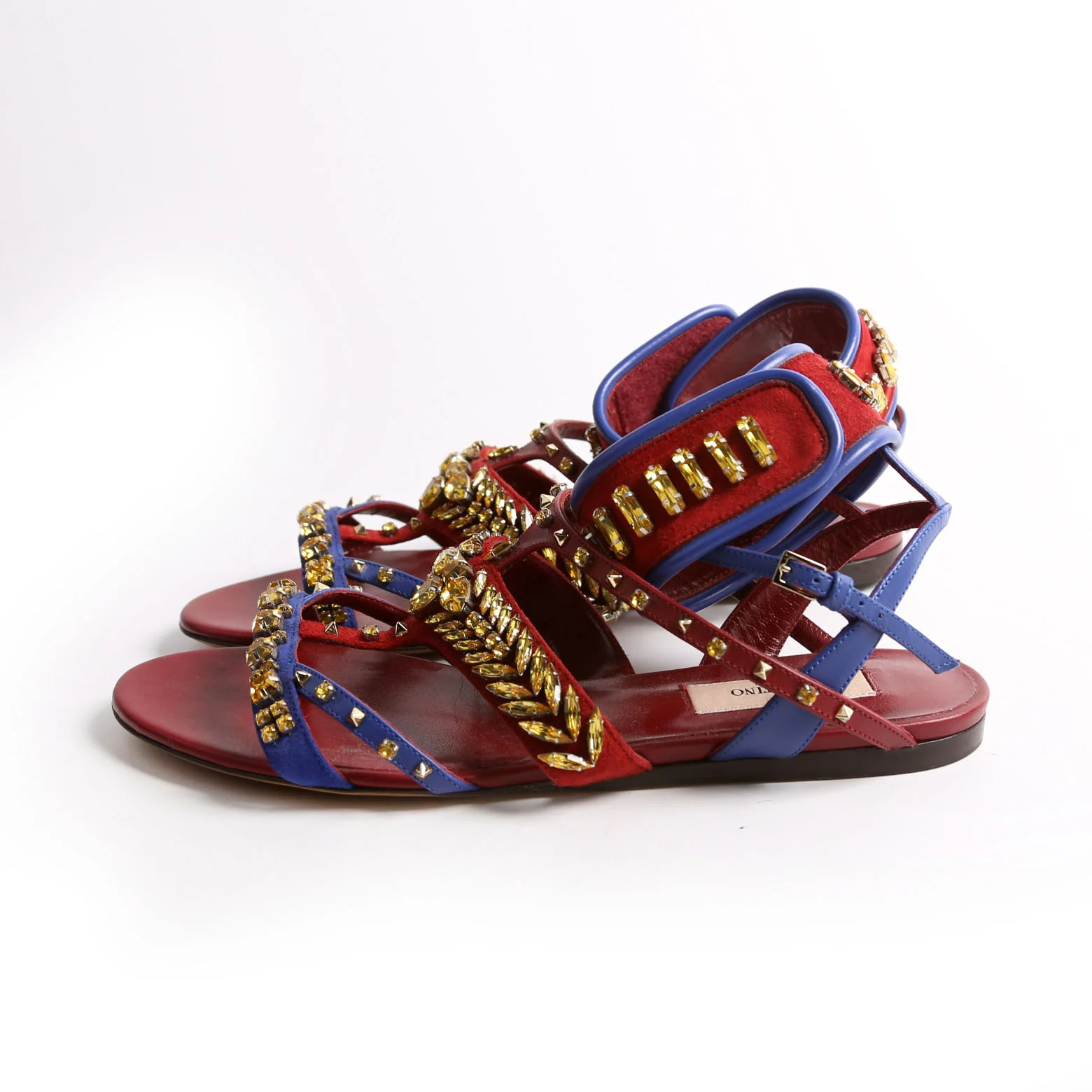 Rhinestone Suede/Leather Gladiator Sandals 37.5 - Image 3