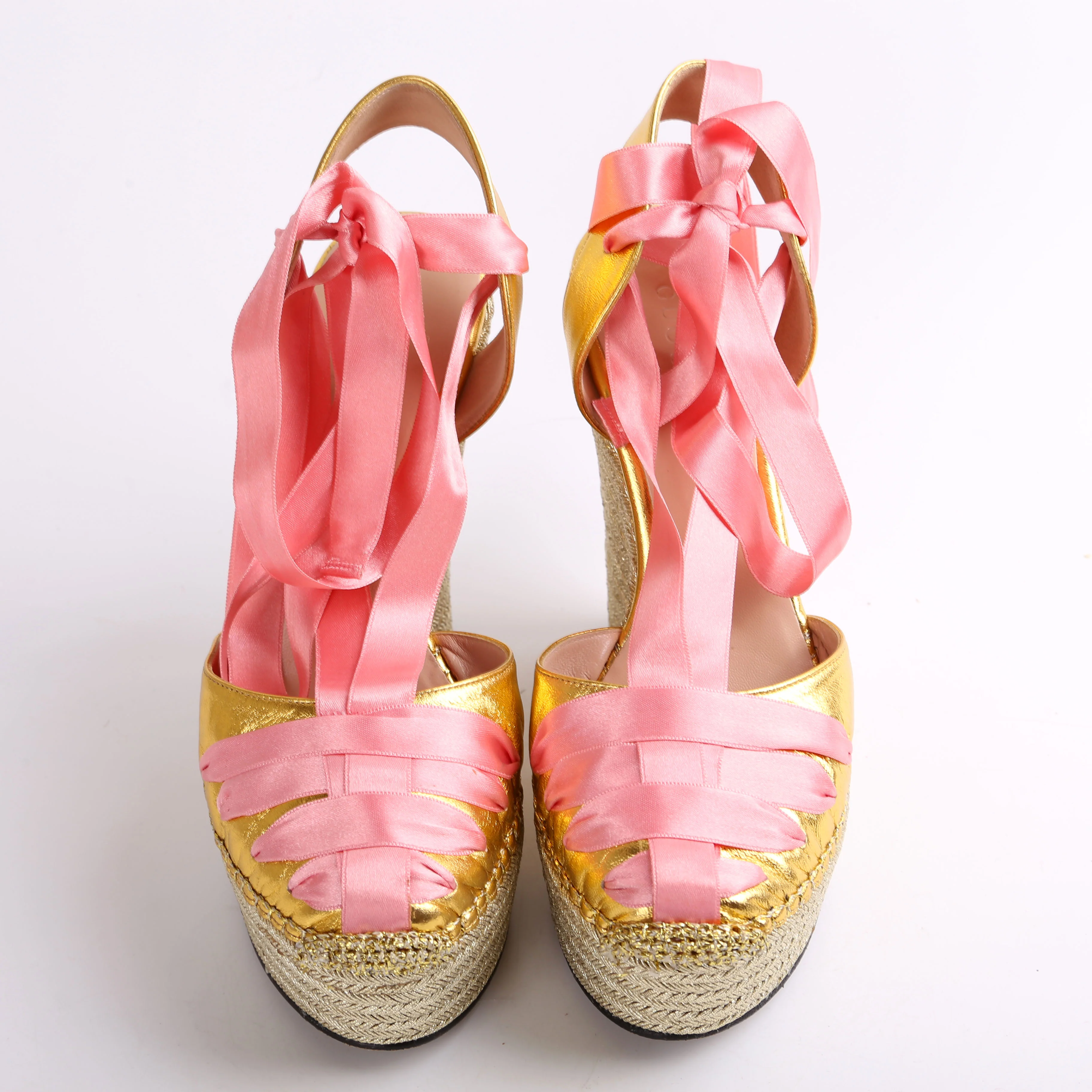 Ribbon Straps Espadrille Wedge Sandals Size 38.5 - Image 3