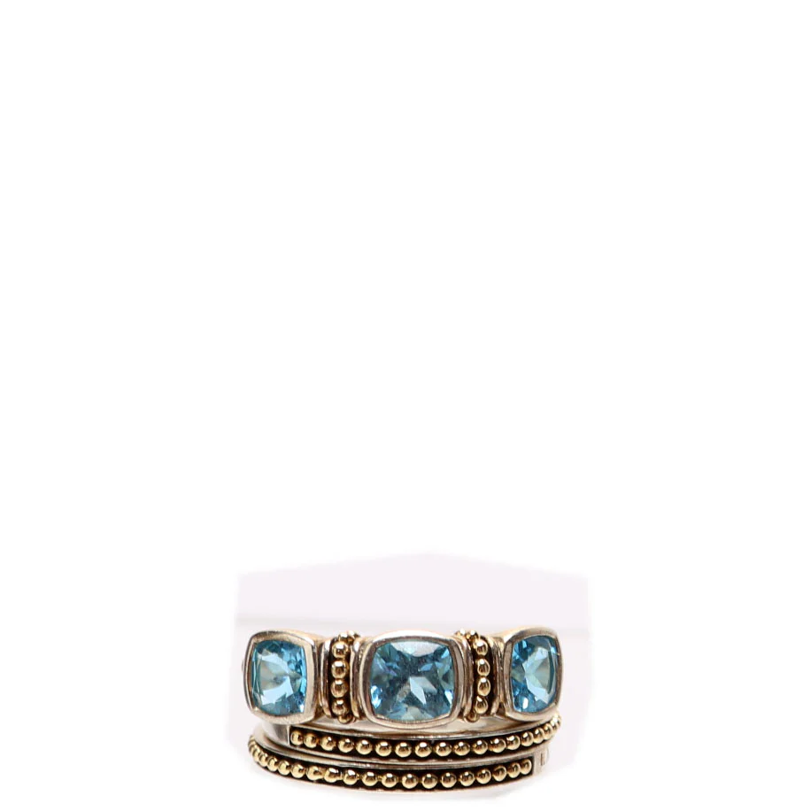 Rittenhouse Swiss Blue Topaz Caviar Stacking Rings 925/750 Size 7