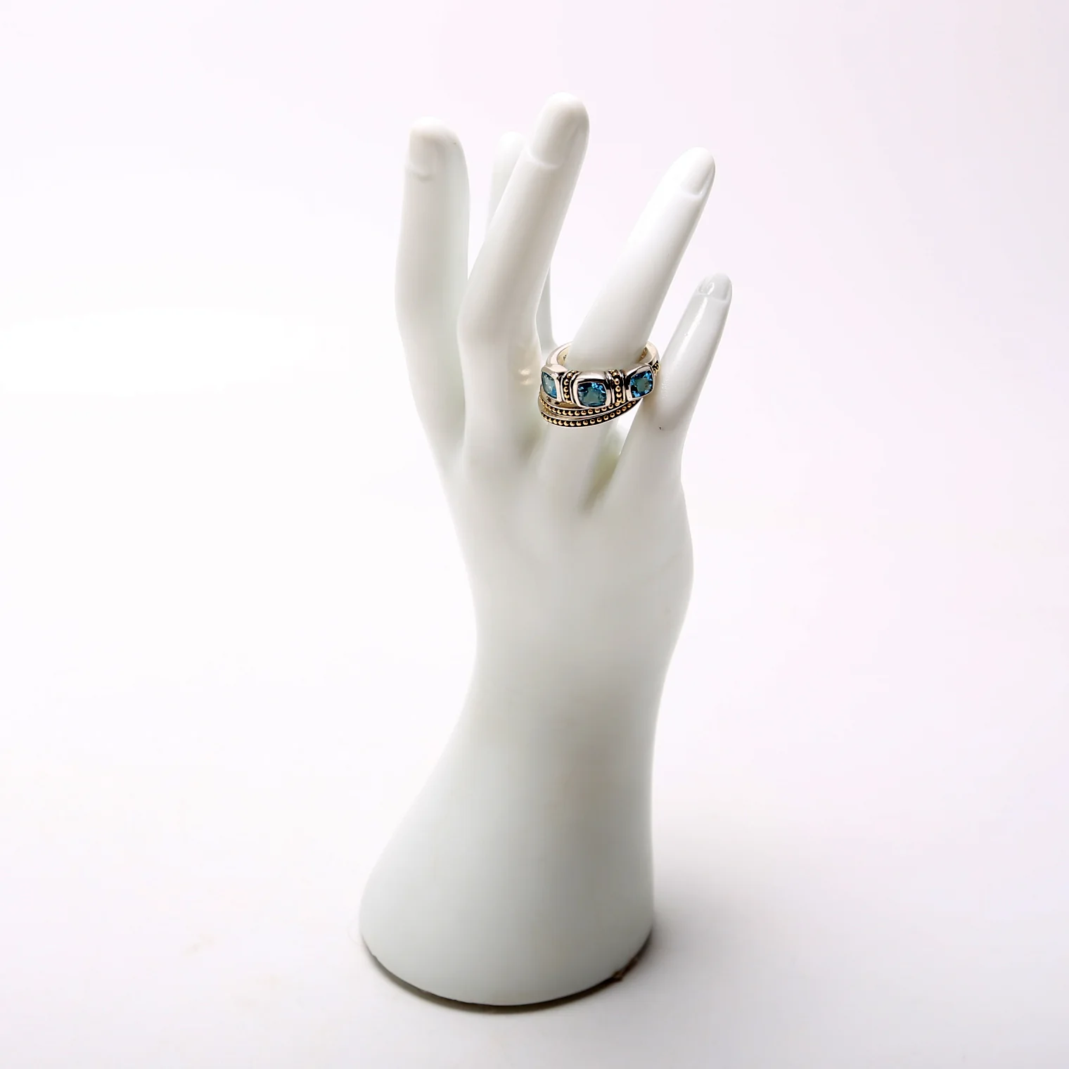 Rittenhouse Swiss Blue Topaz Caviar Stacking Rings 925/750 Size 8 - Image 7