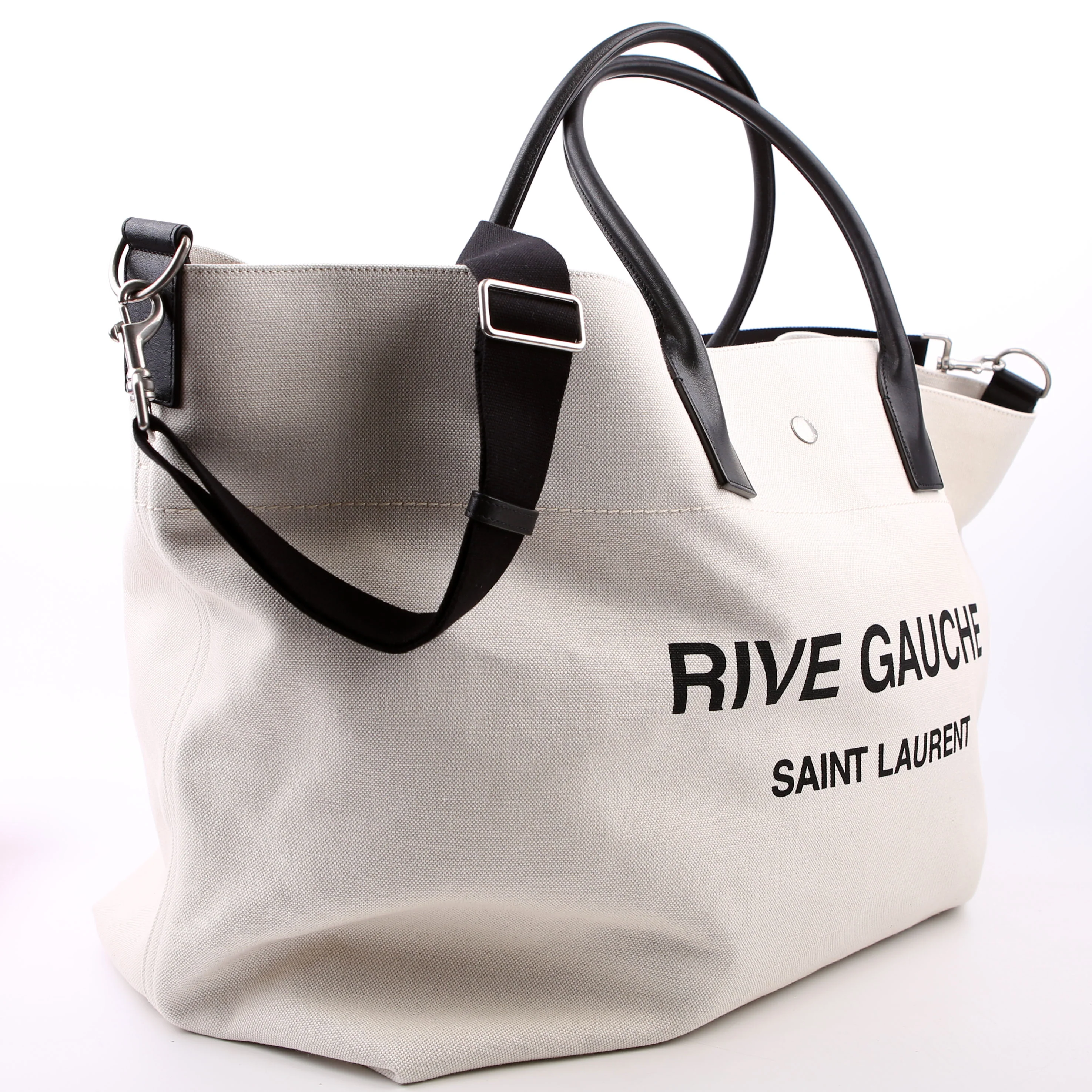 Rive Gauche Canvas Maxi Tote White/Black - Image 2