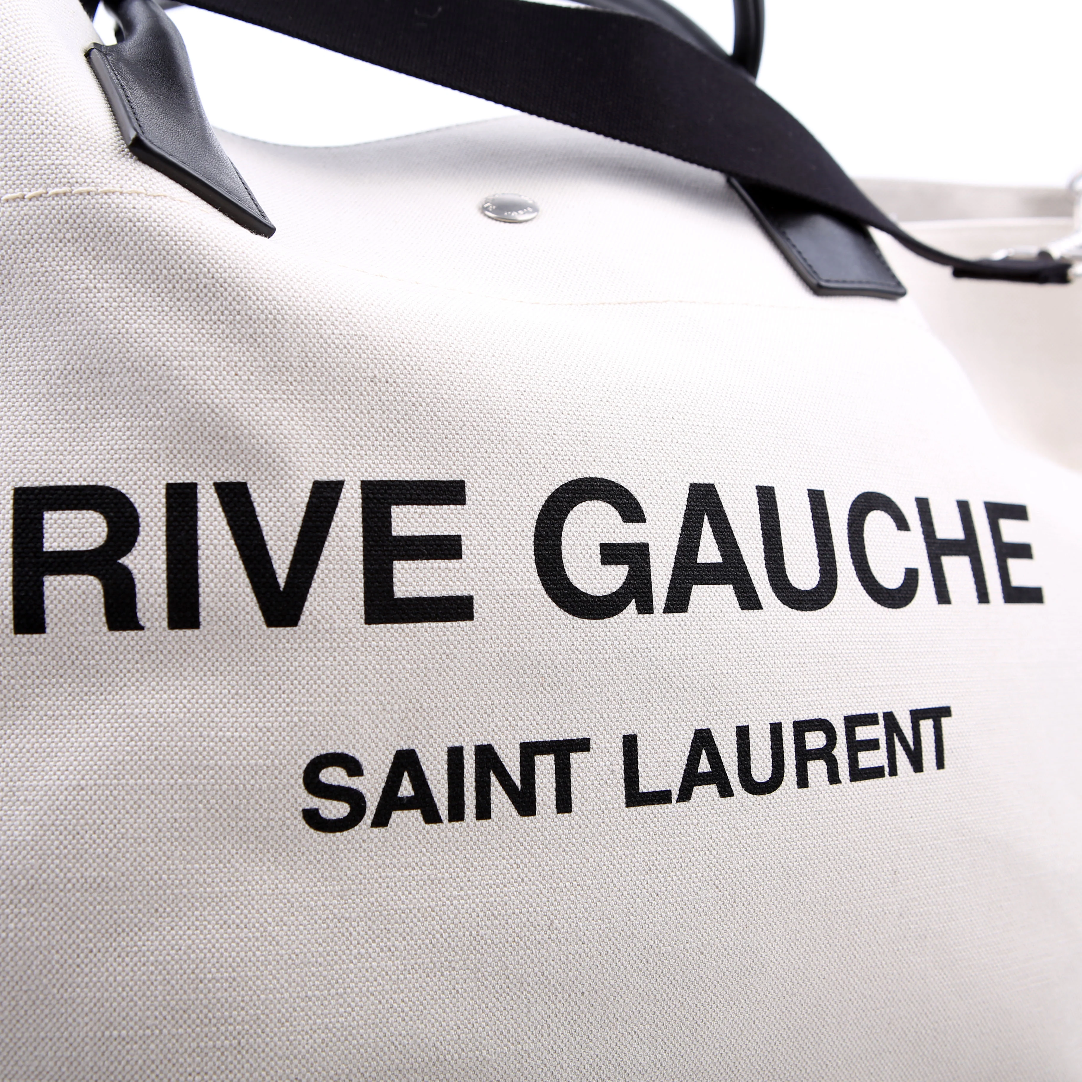Rive Gauche Canvas Maxi Tote White/Black - Image 9