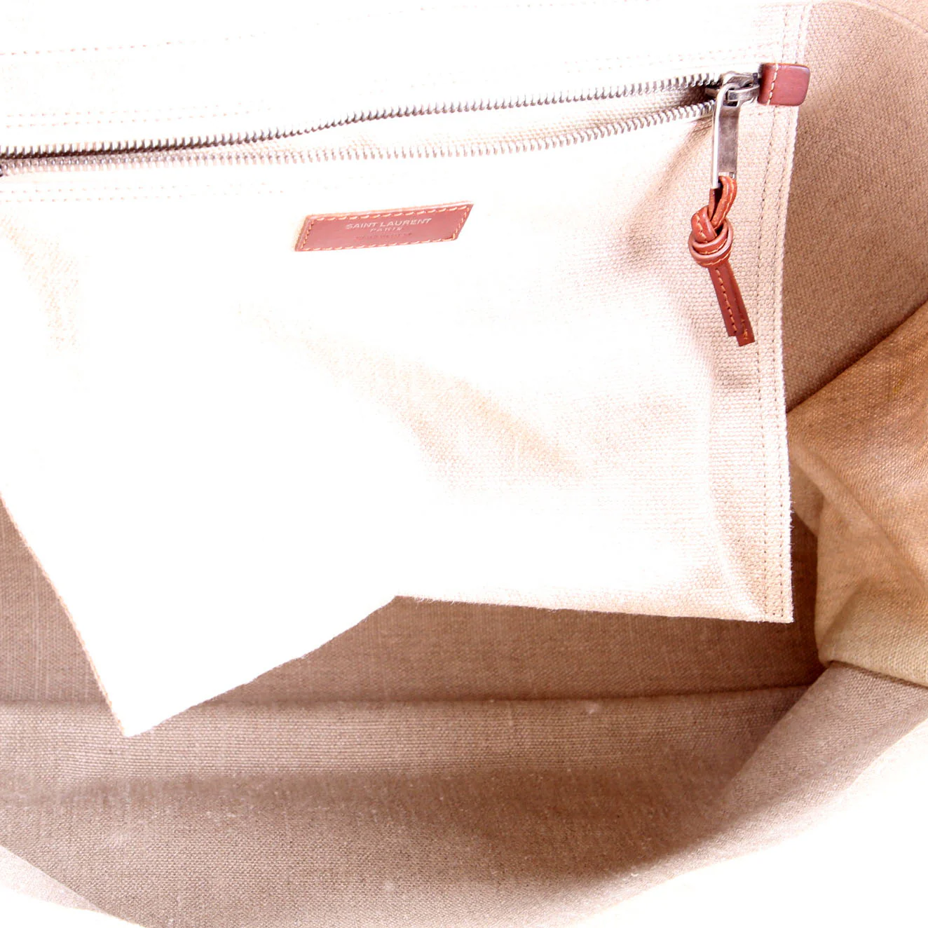 Rive Gauche Canvas Tote Bag 499290 Beige/Brown - Image 13
