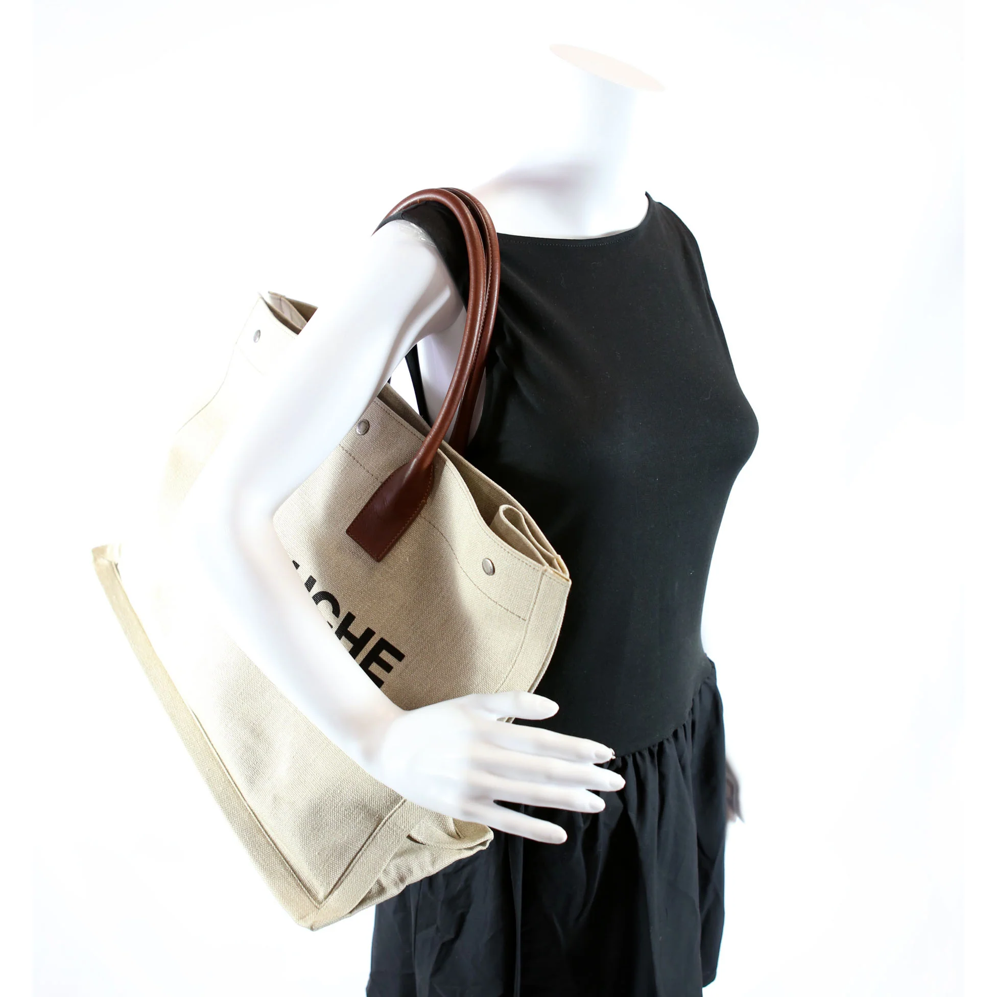 Rive Gauche Canvas Tote Bag 499290 Beige/Brown - Image 16