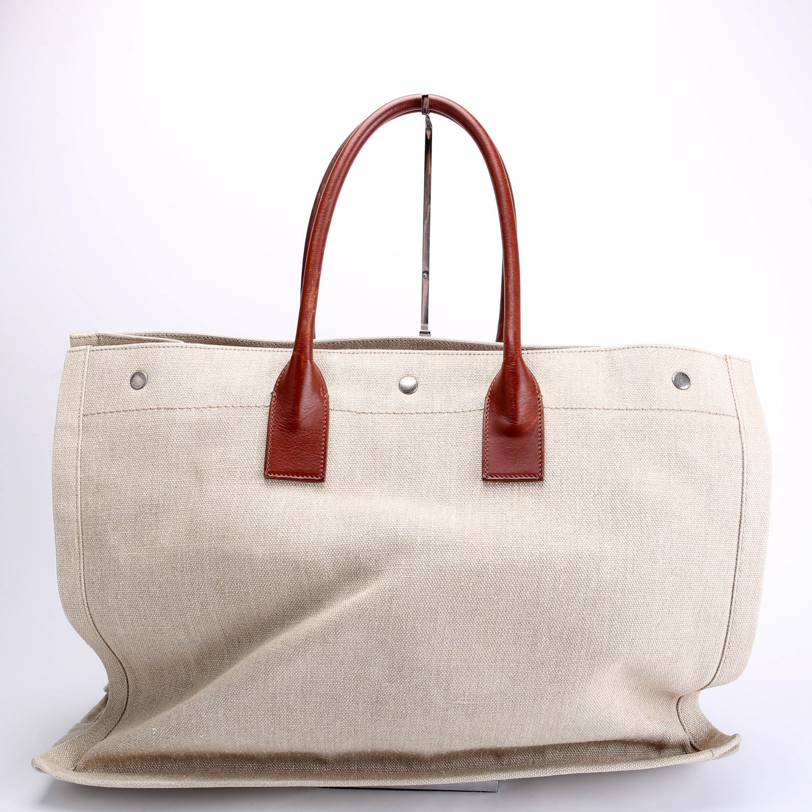 Rive Gauche Canvas Tote Bag 499290 Beige/Brown - Image 3