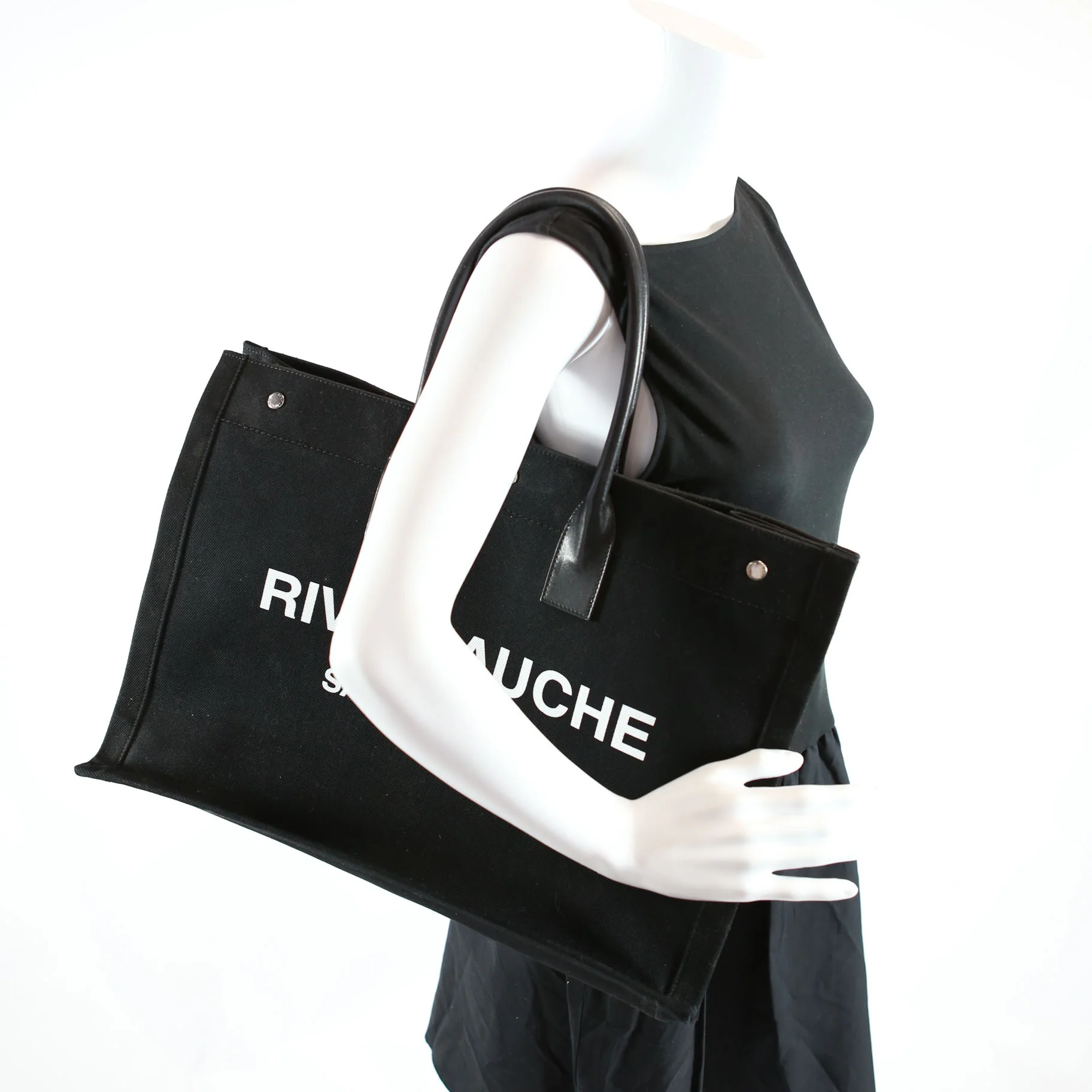 Rive Gauche Canvas Tote Bag 499290 Black - Image 12