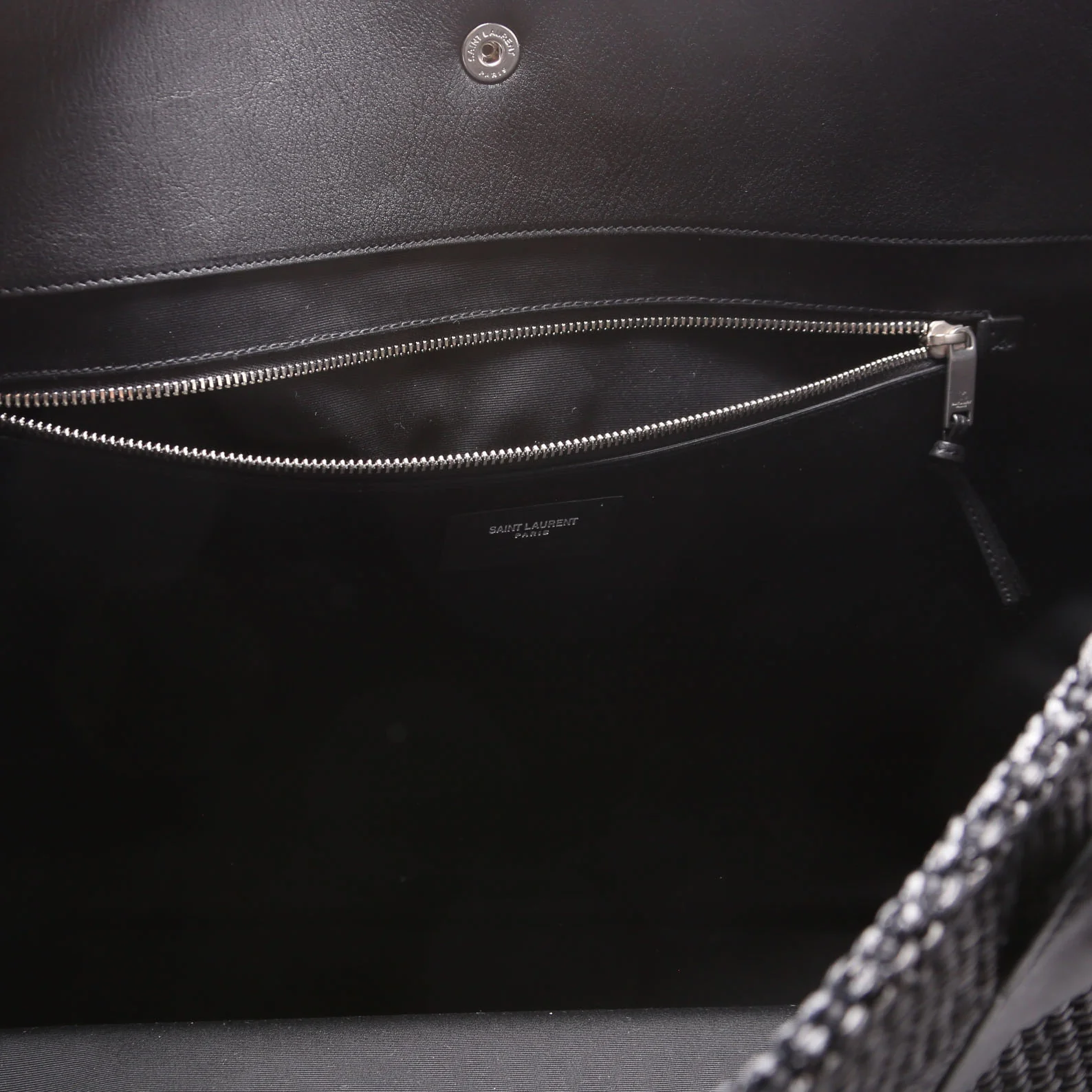 Rive Gauche Raffia Calfskin Maxi Tote 718554 Black - Image 7