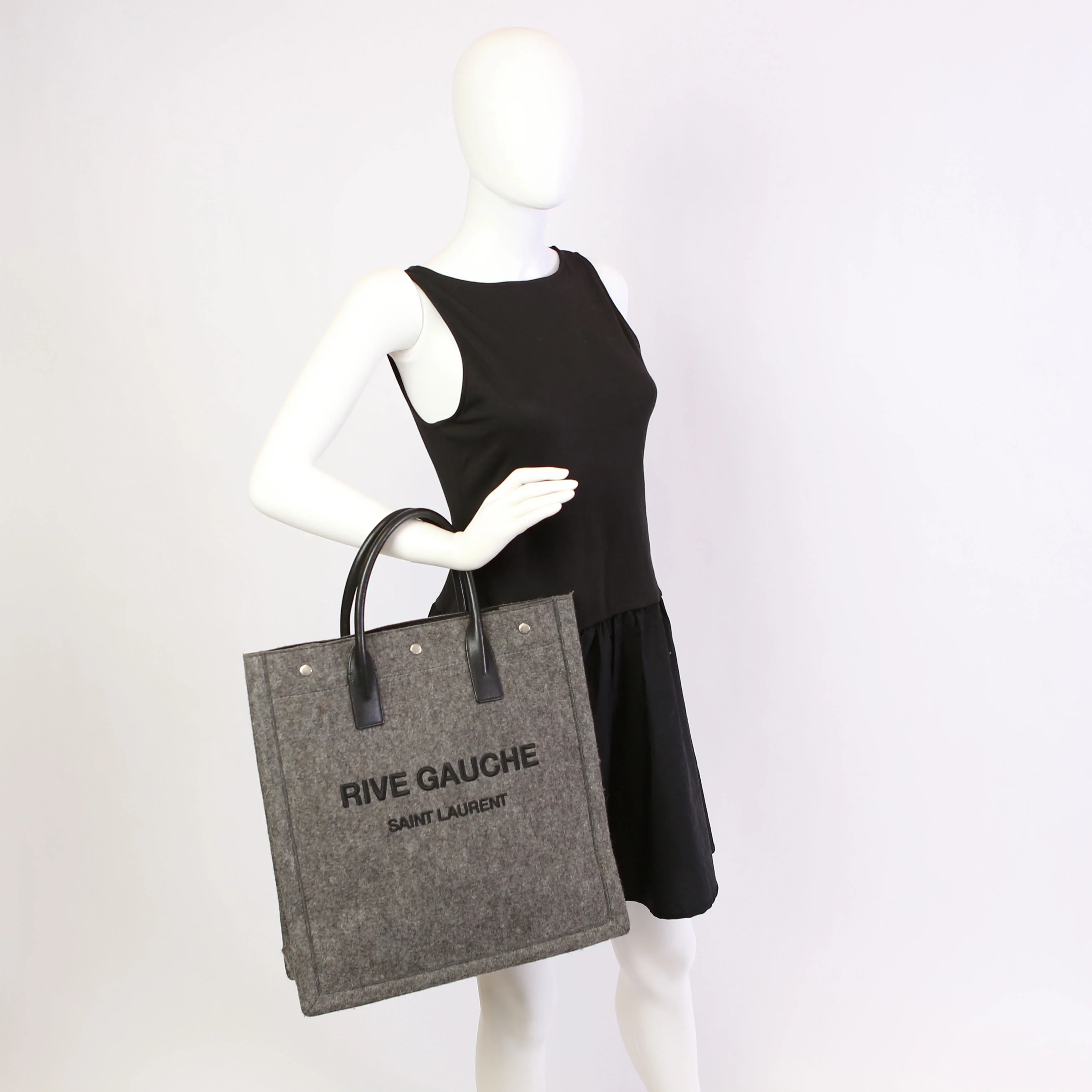 Rive Gauche Vertical Felt Tote Bag Grey - Image 10