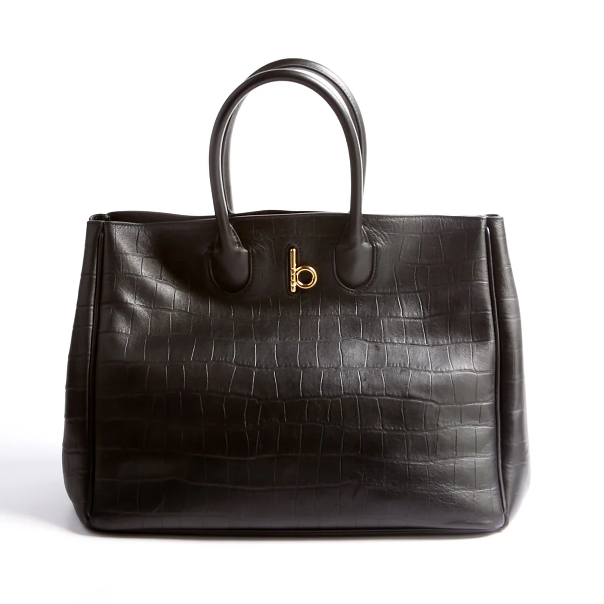 Rocking Horse Tote Crocodile Embossed Medium Black - Image 2