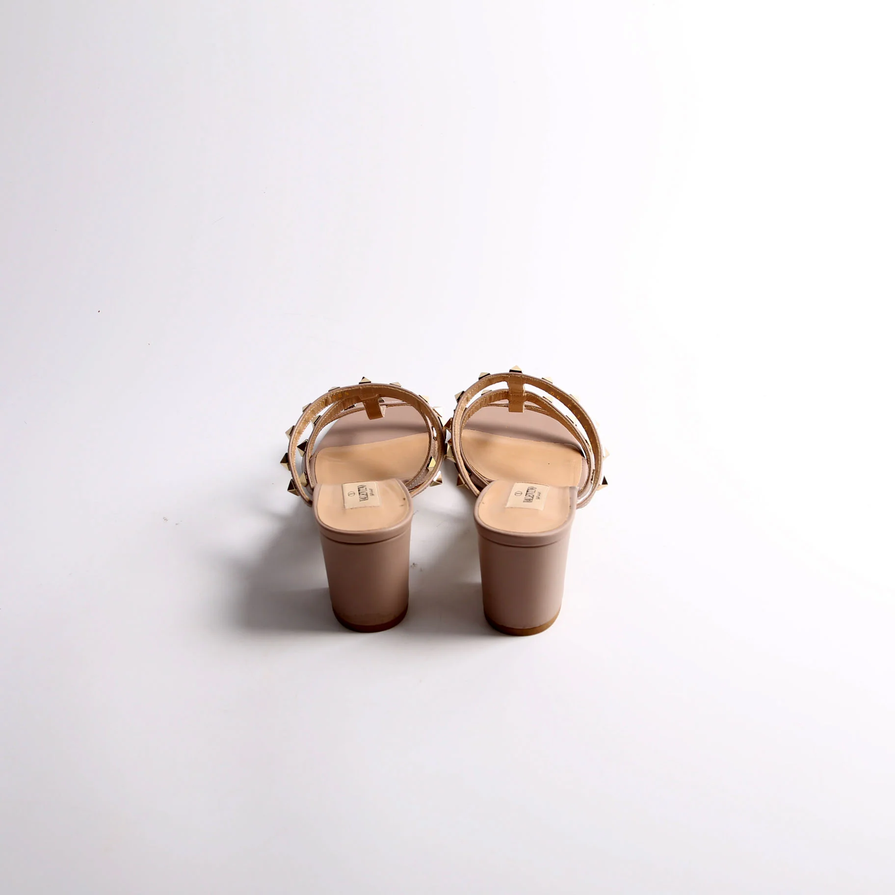 Rockstud Block Heels Size 38.5 Nude - Image 4
