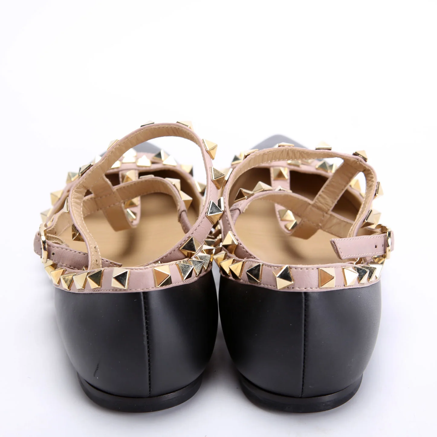 Rockstud Caged Flats Size 37 Black/Tan - Image 4