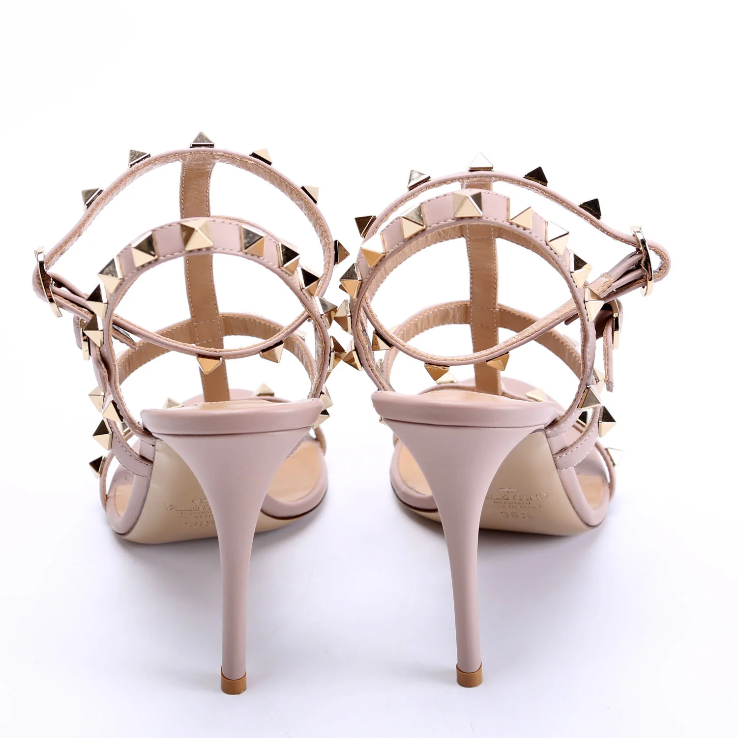 Rockstud Caged Sandals Size 36.5 Beige - Image 4