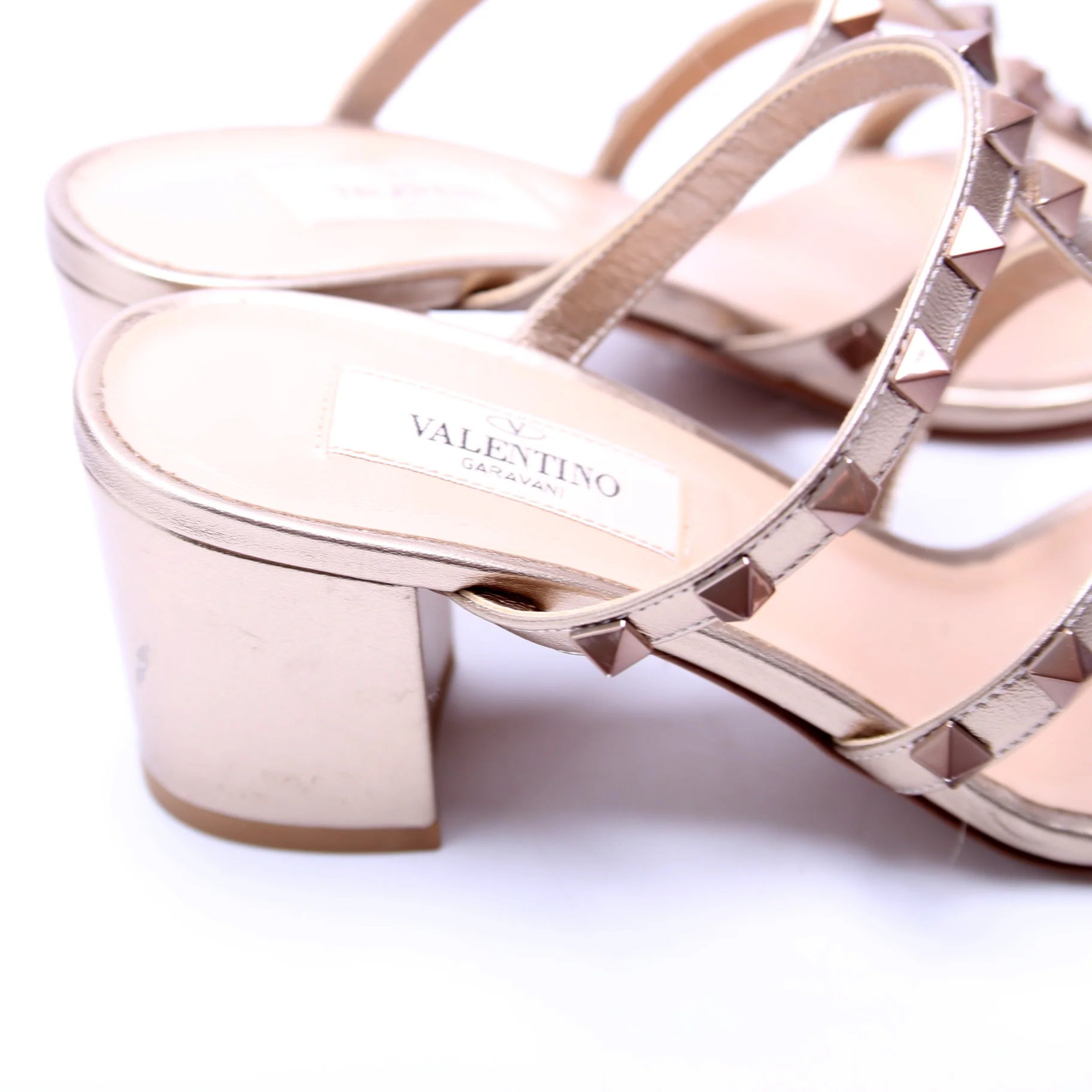 Rockstud Caged Sandals Size 36.5 Gold - Image 5