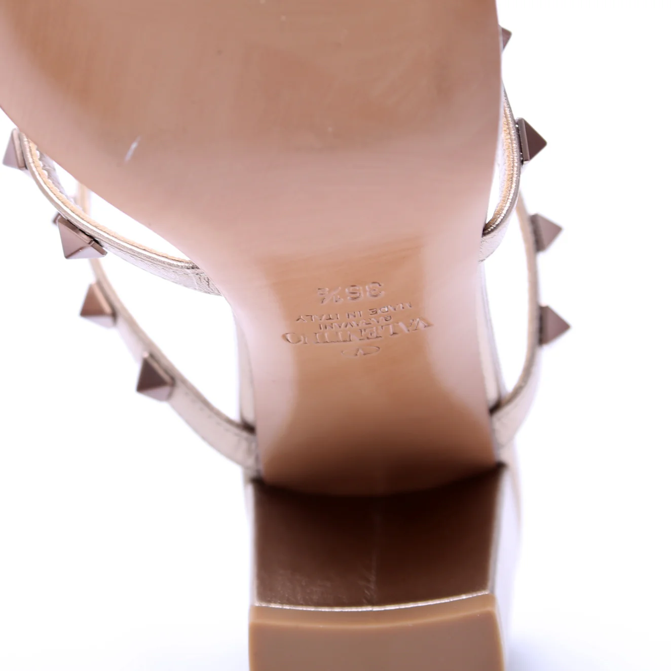 Rockstud Caged Sandals Size 36.5 Gold - Image 8