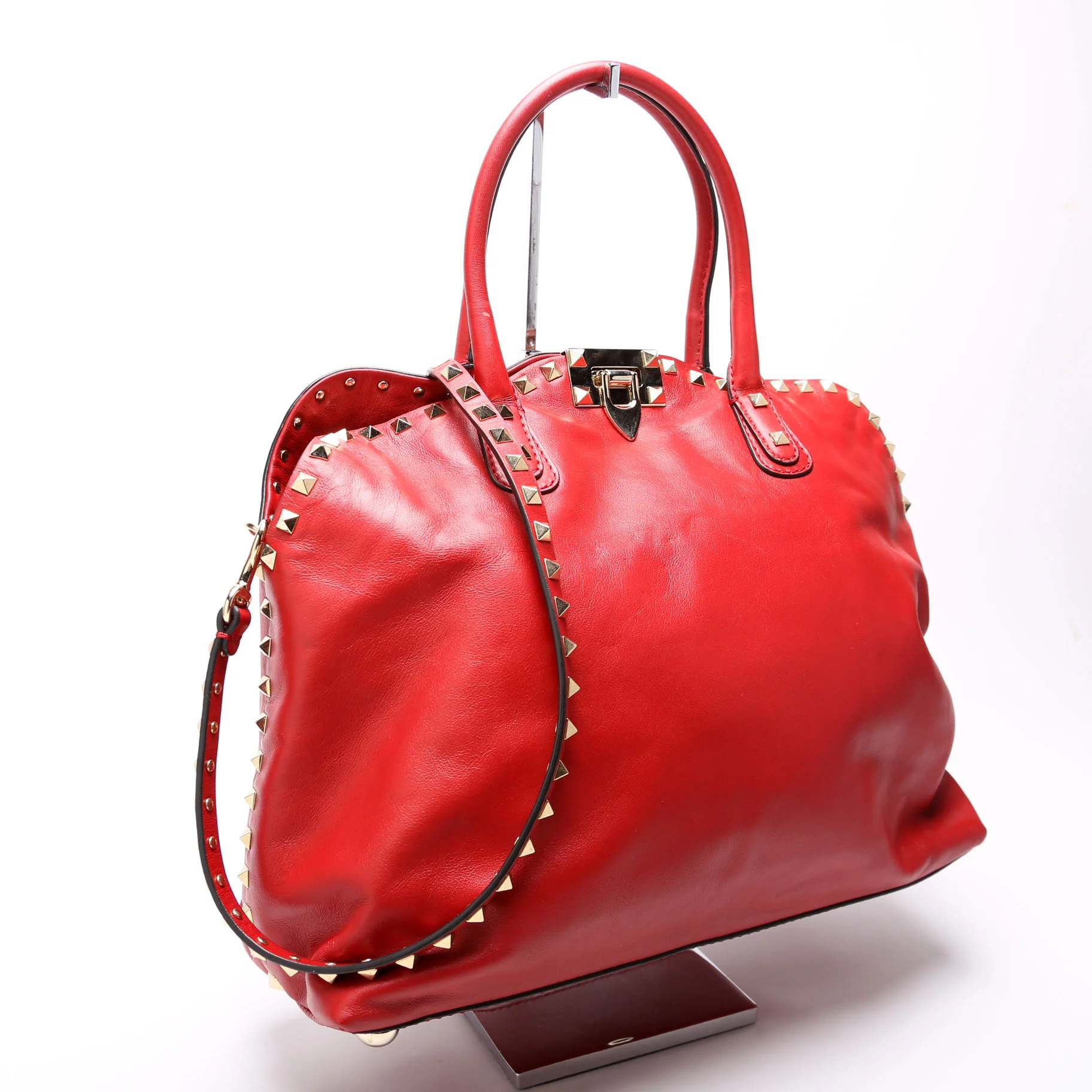 Rockstud Dome Satchel Red - Image 2