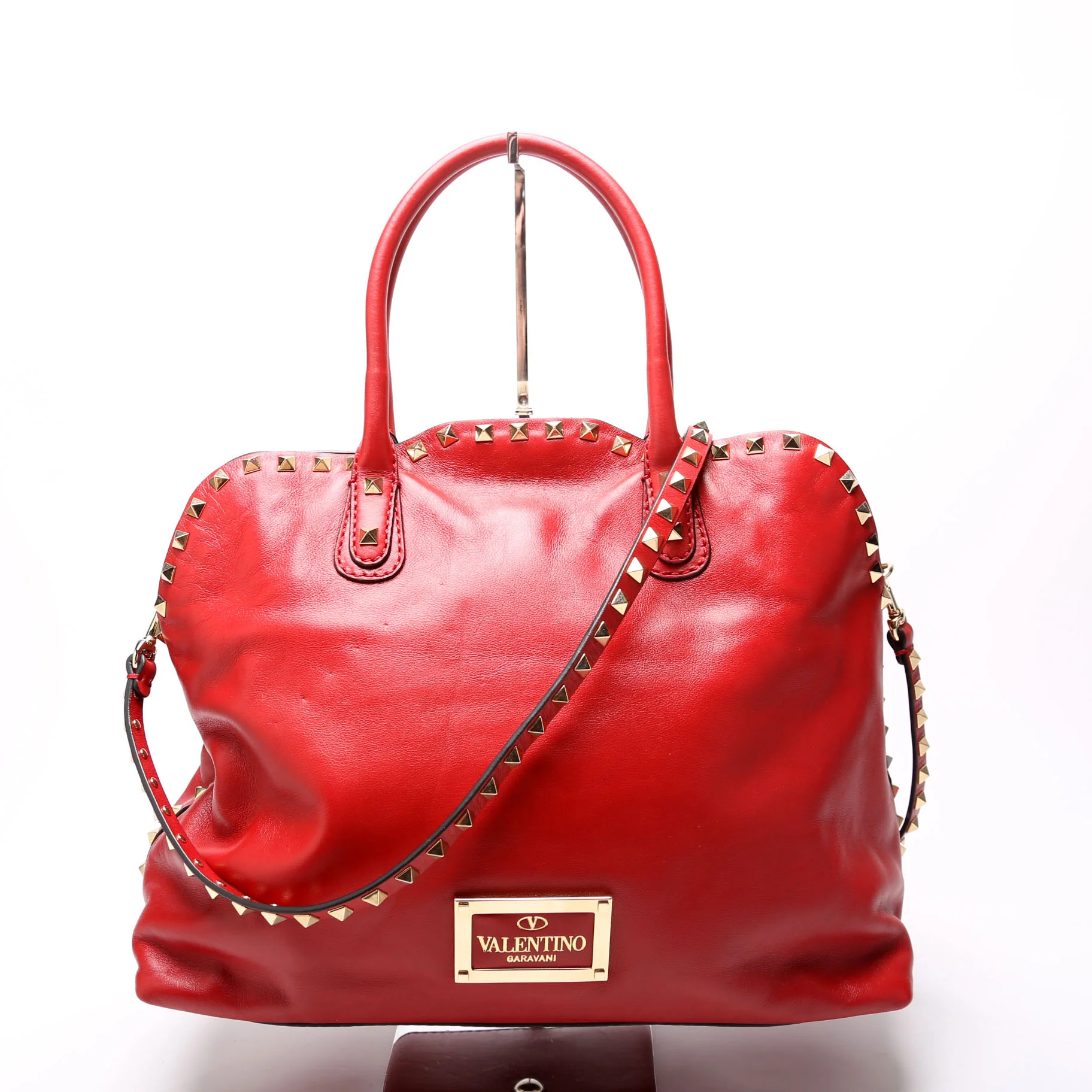 Rockstud Dome Satchel Red - Image 3