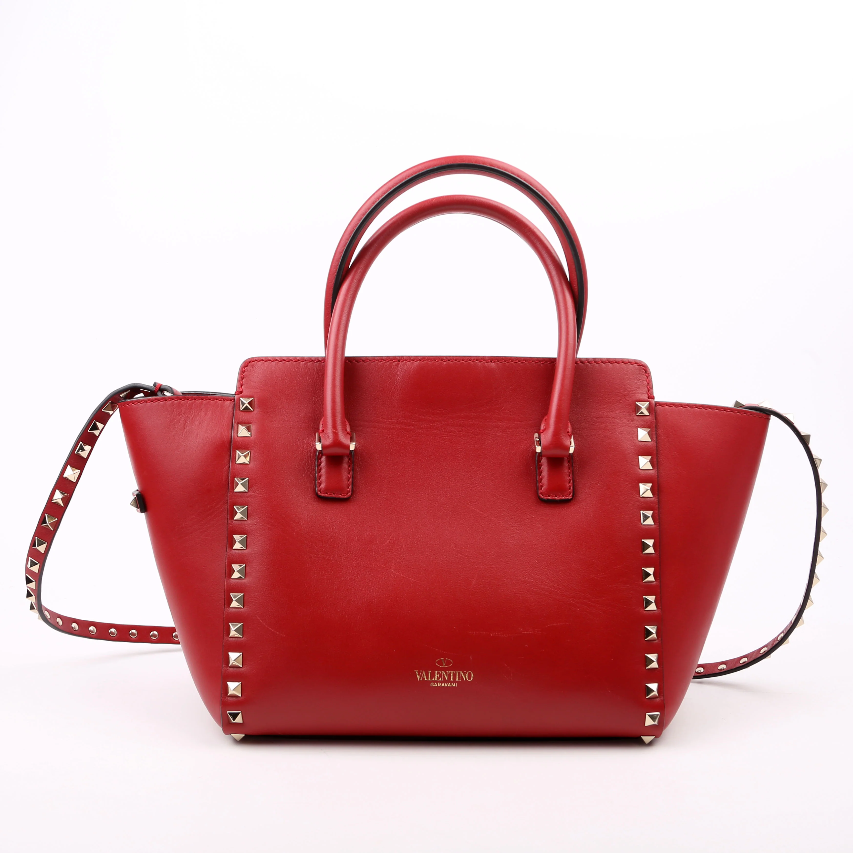 Rockstud Double Handle Tote Small Red - Image 3