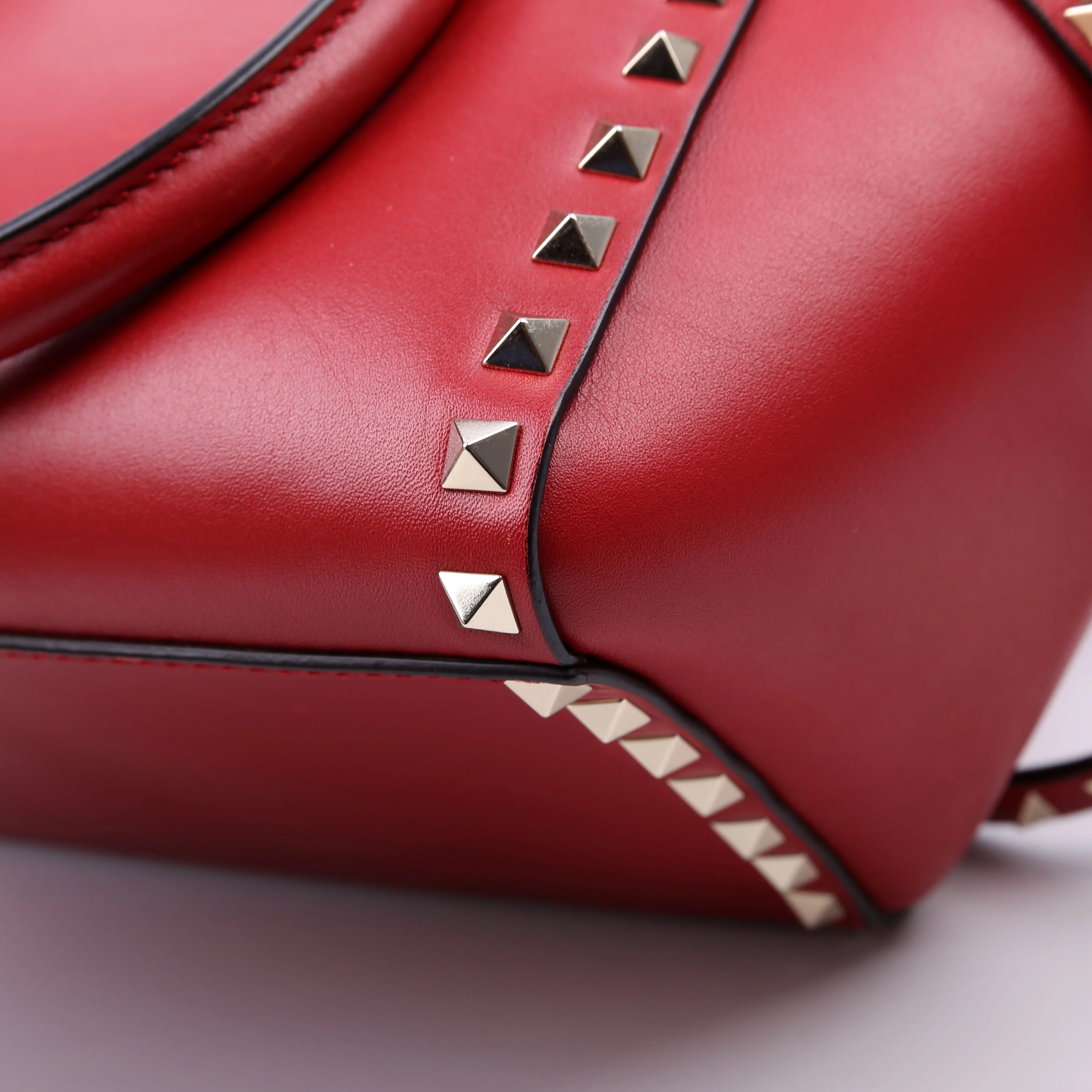 Rockstud Double Handle Tote Small Red - Image 8
