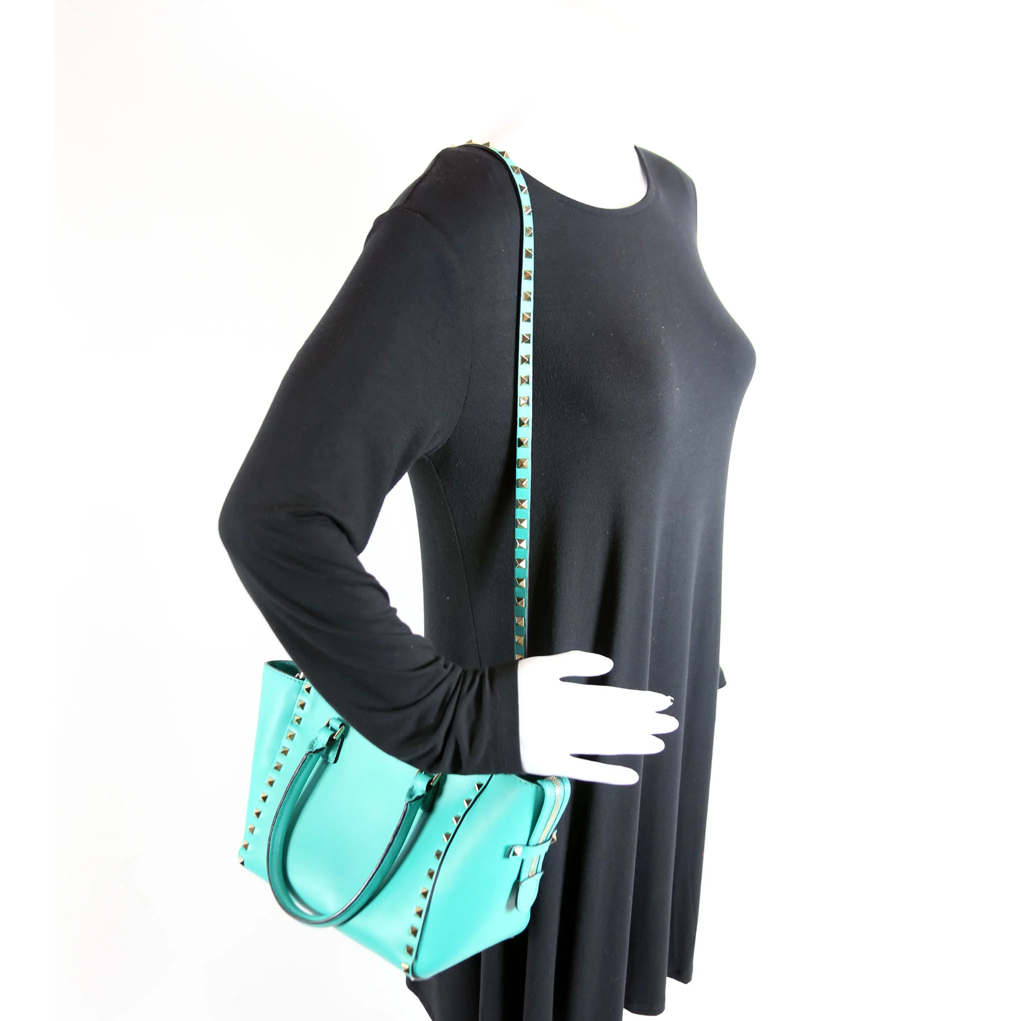 Rockstud Double Handle Tote Small Turquoise - Image 10