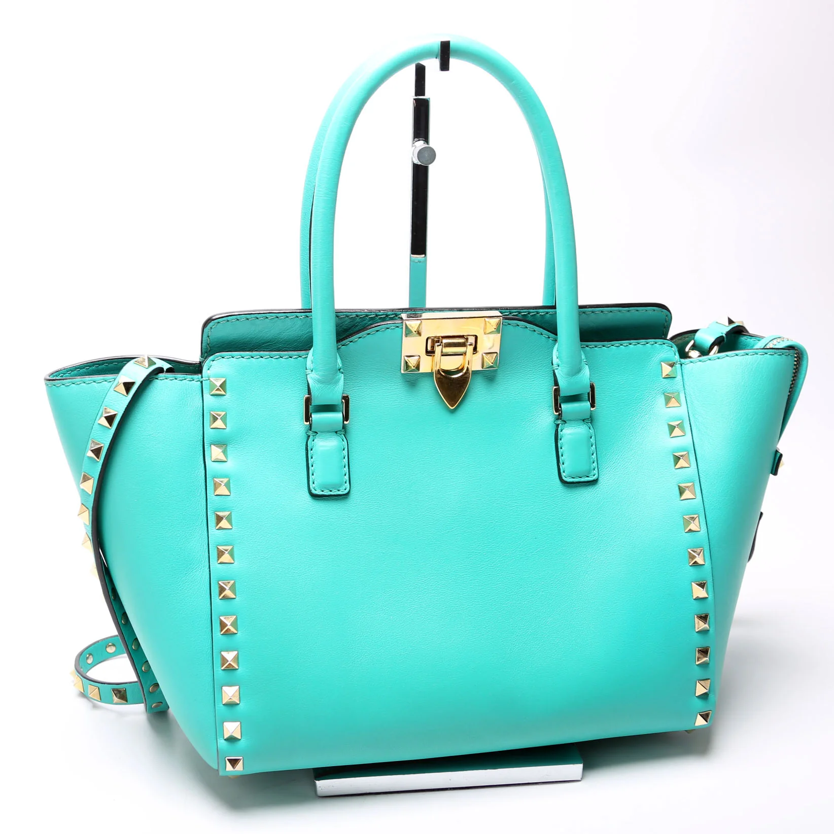 Rockstud Double Handle Tote Small Turquoise - Image 2