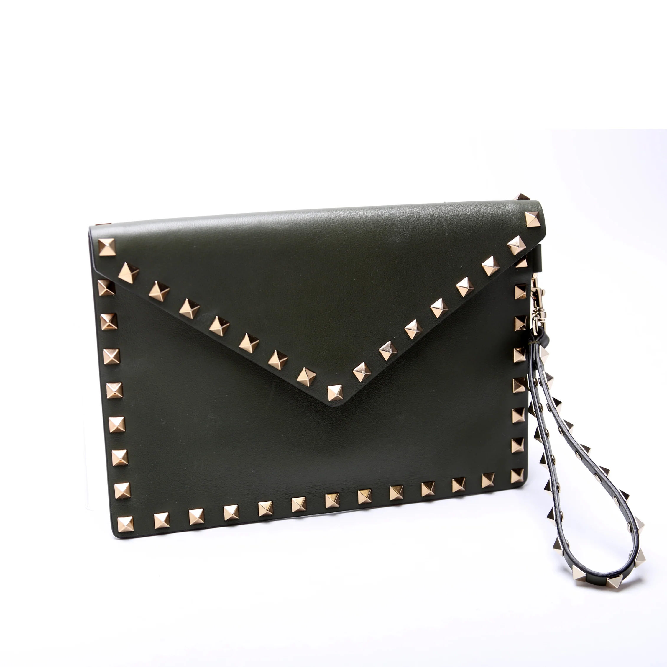 Rockstud Envelope Wristlet Clutch Green - Image 2