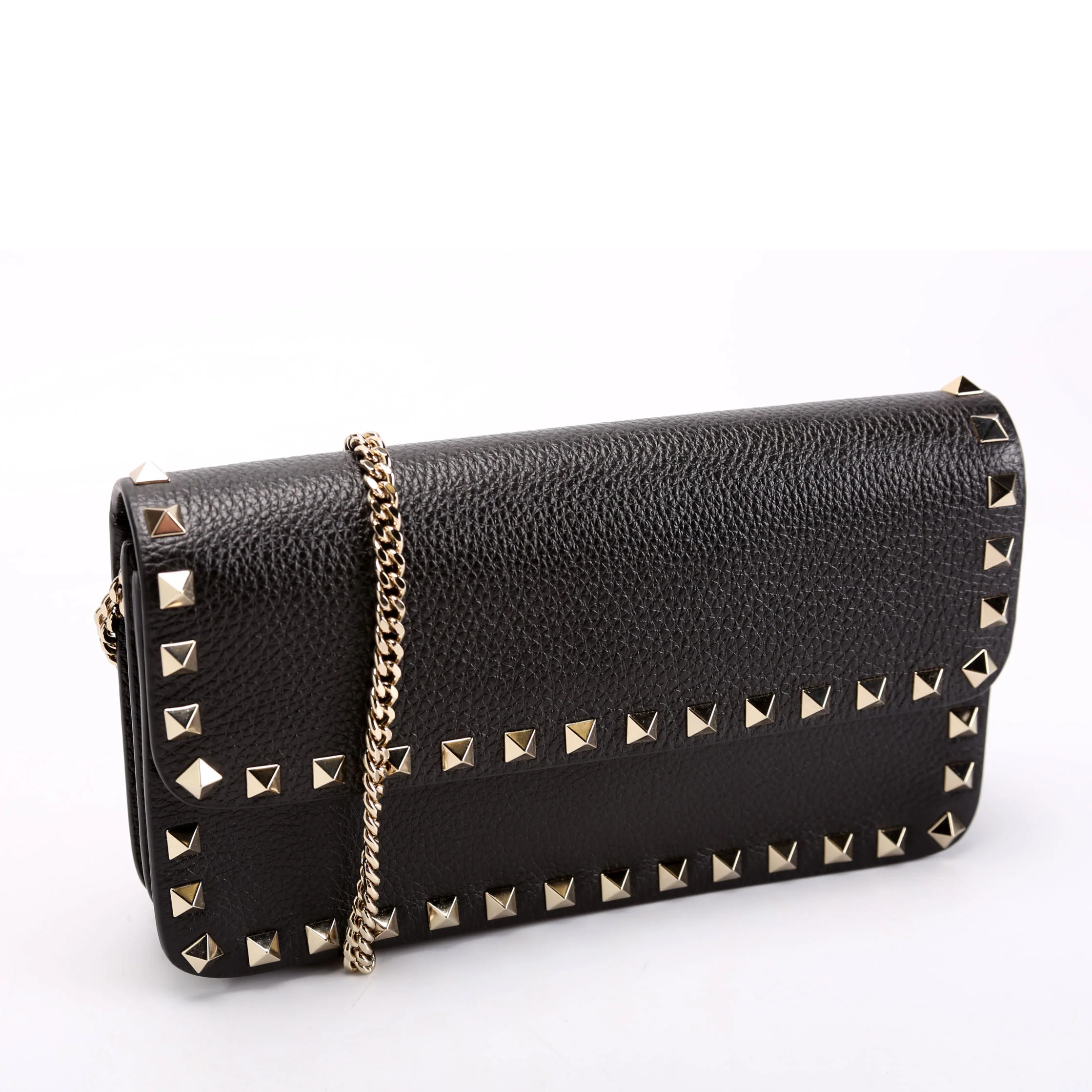 Rockstud Flap Wallet On Chain Black - Image 2