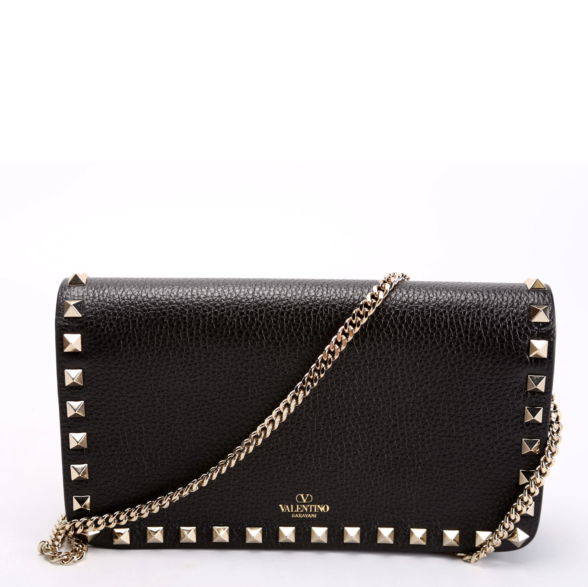 Rockstud Flap Wallet On Chain Black - Image 3